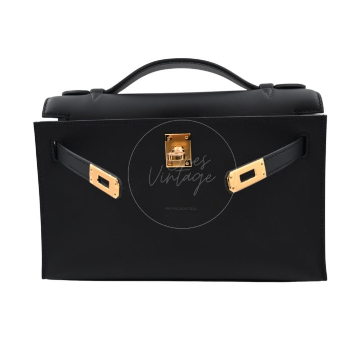 Hermes Kelly Pochette Black GHW Stamp K