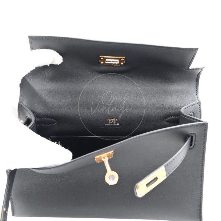 Hermes Kelly Pochette Black GHW Stamp K