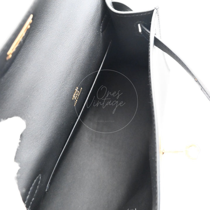 Hermes Kelly Pochette Black GHW Stamp K