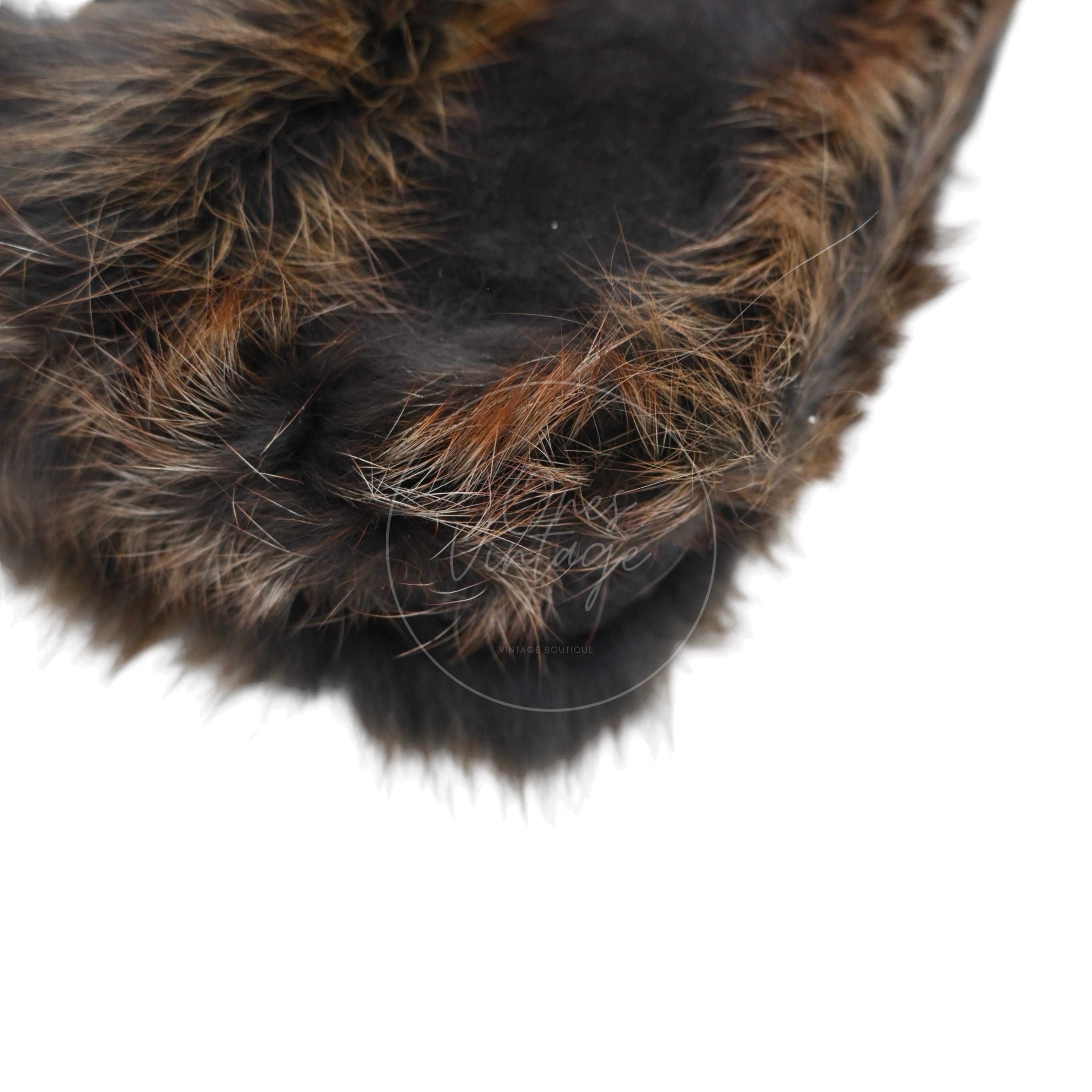 Fendi Fur Baguette Handbag PHW Black Brown