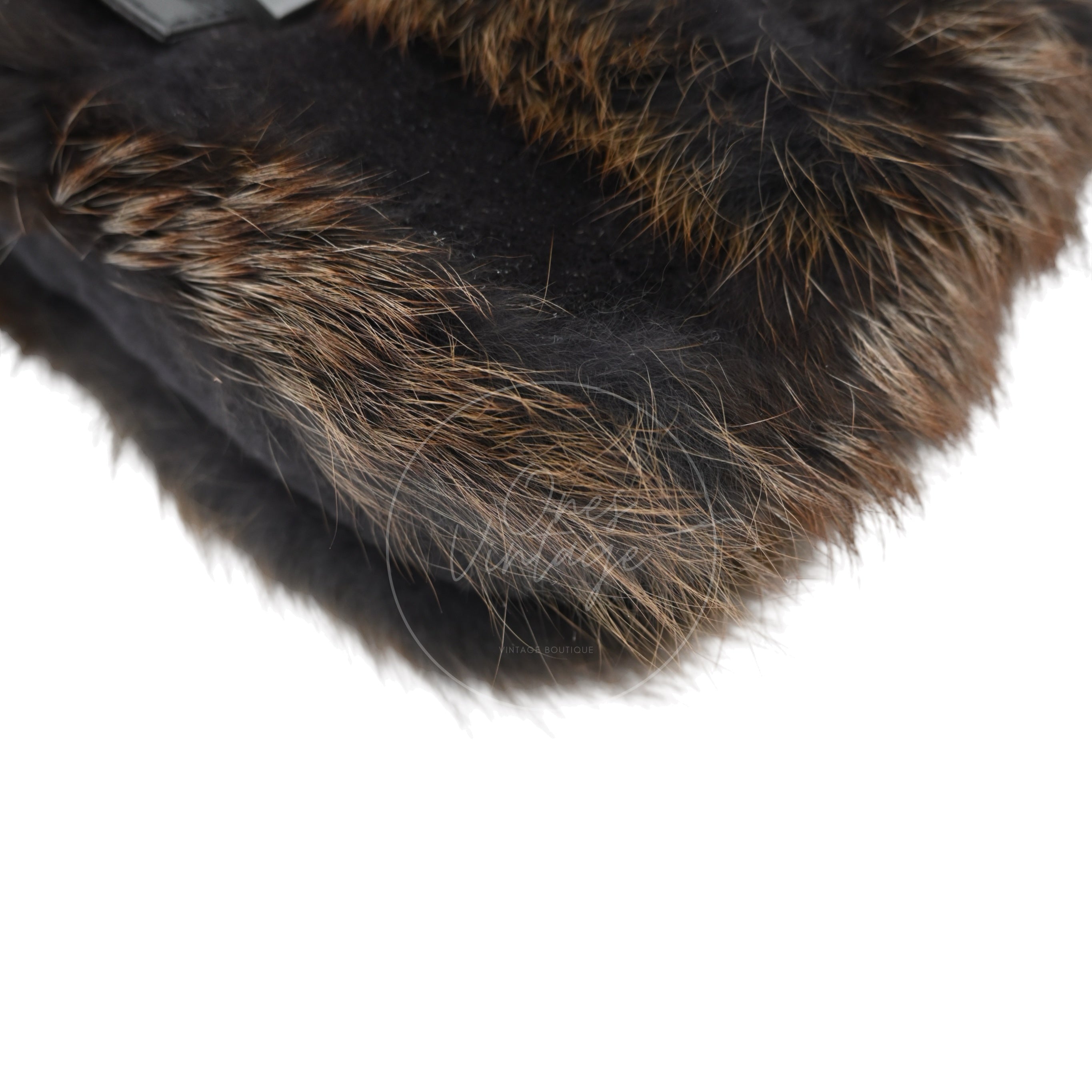 Fendi Fur Baguette Handbag PHW Black Brown
