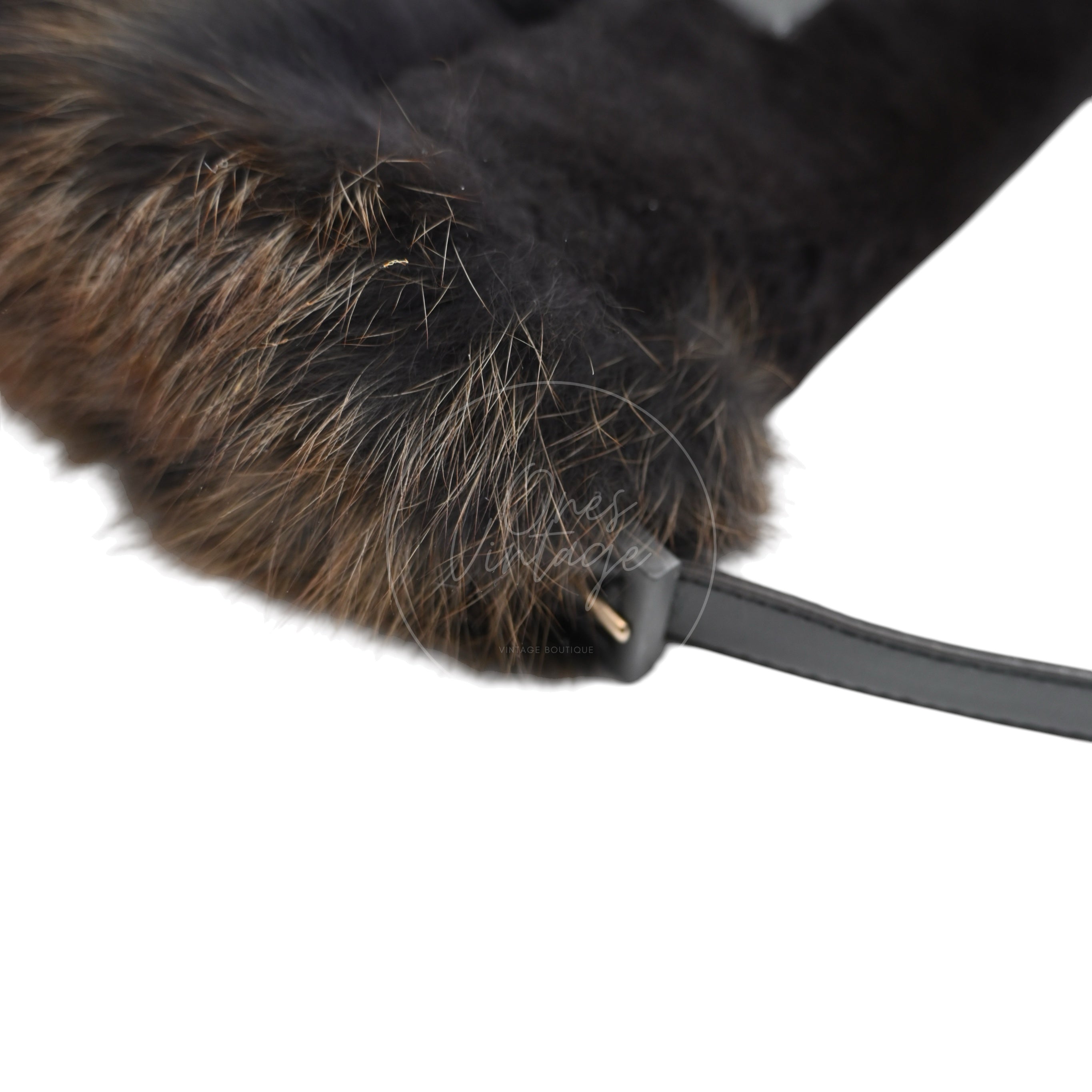 Fendi Fur Baguette Handbag PHW Black Brown