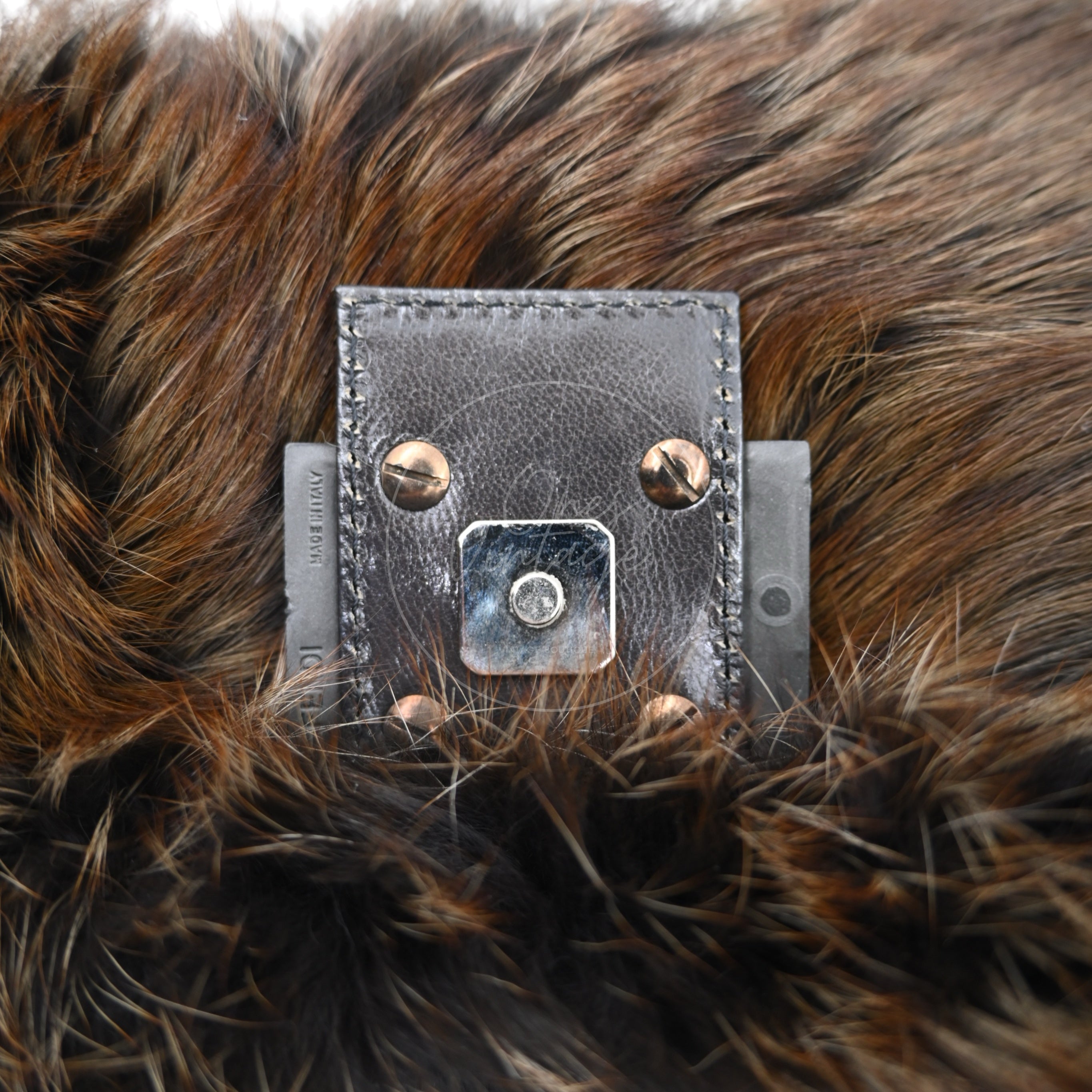 Fendi Fur Baguette Handbag PHW Black Brown