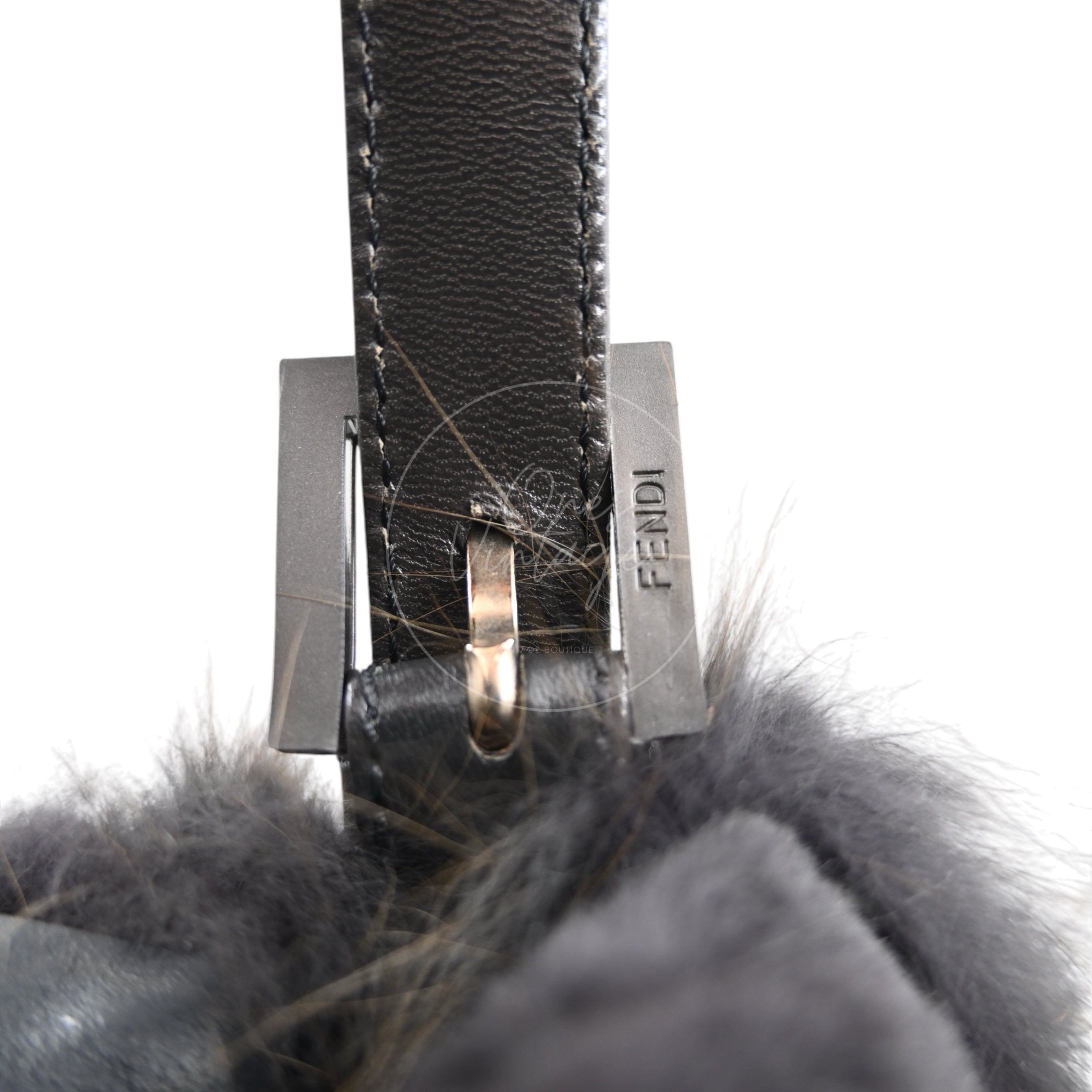 Fendi Fur Baguette Handbag PHW Black Brown