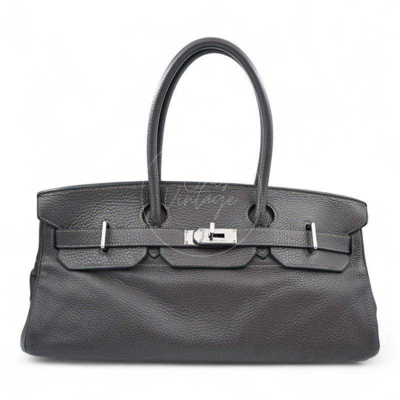 Hermes Shoulder Birkin Bag PHW Gris Graphite Square I