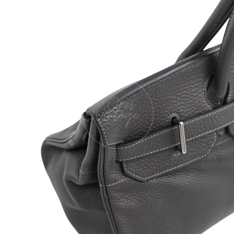 Hermes Shoulder Birkin Bag PHW Gris Graphite Square I