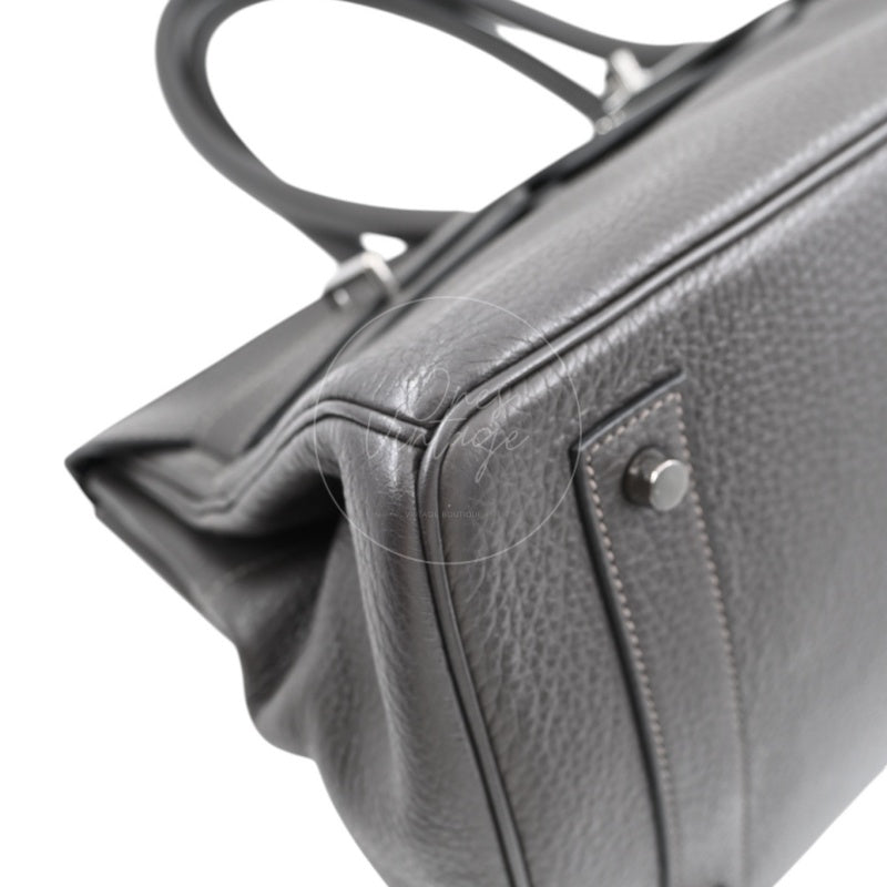 Hermes Shoulder Birkin Bag PHW Gris Graphite Square I