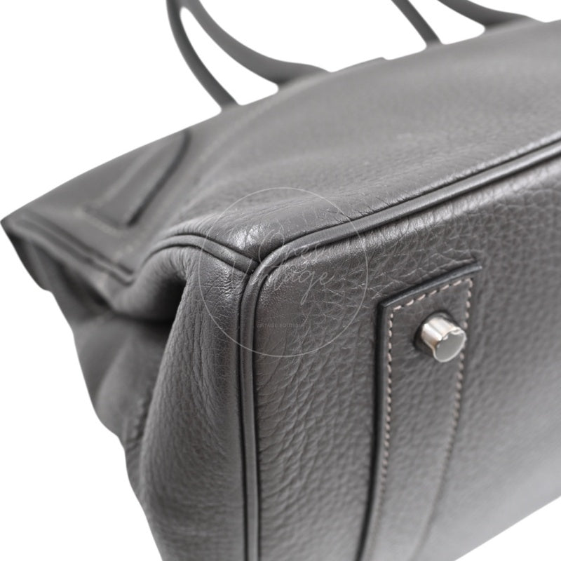 Hermes Shoulder Birkin Bag PHW Gris Graphite Square I
