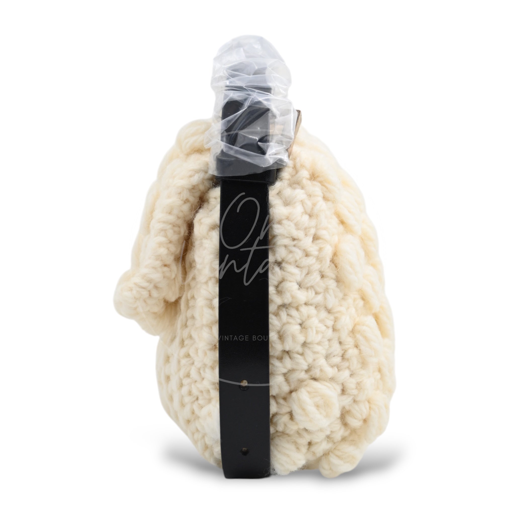 Fendi Mamma Baguette Knit Wool Handbag PHW White