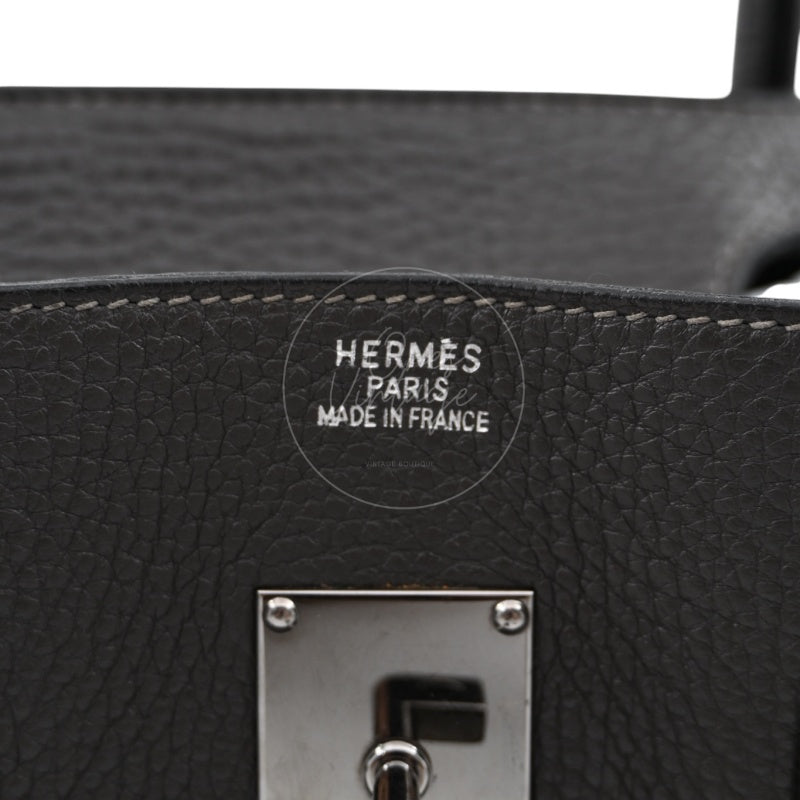 Hermes Shoulder Birkin Bag PHW Gris Graphite Square I