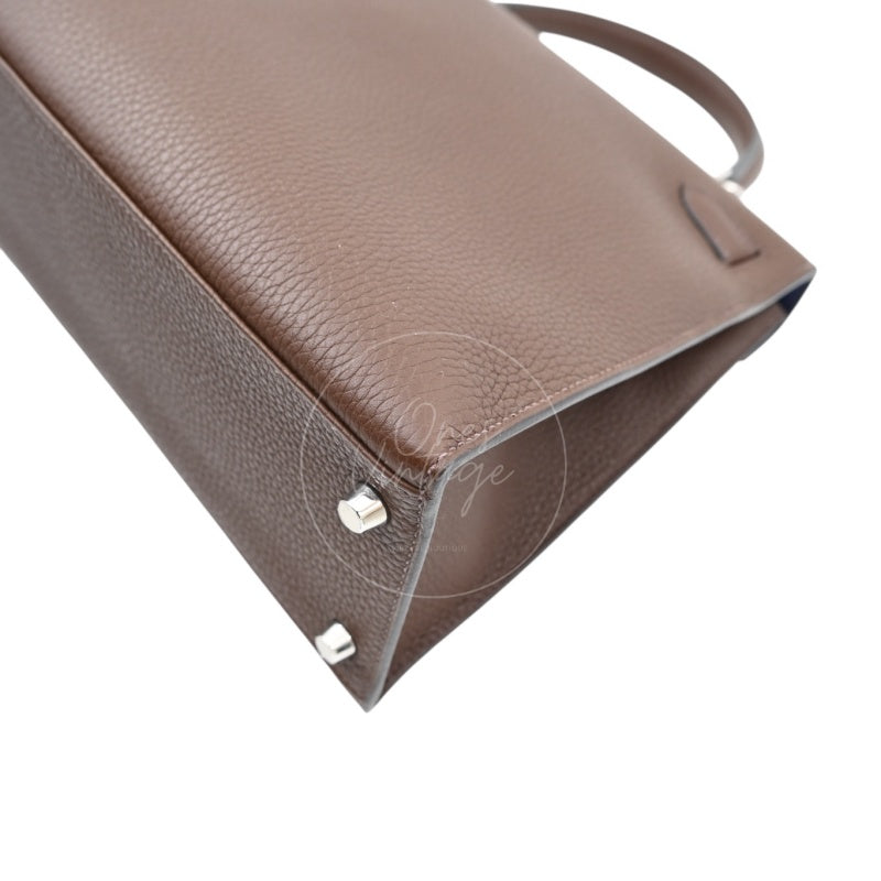Hermes Kelly 28 PHW Vert Bronze and Brulée Sombrero Stamp D