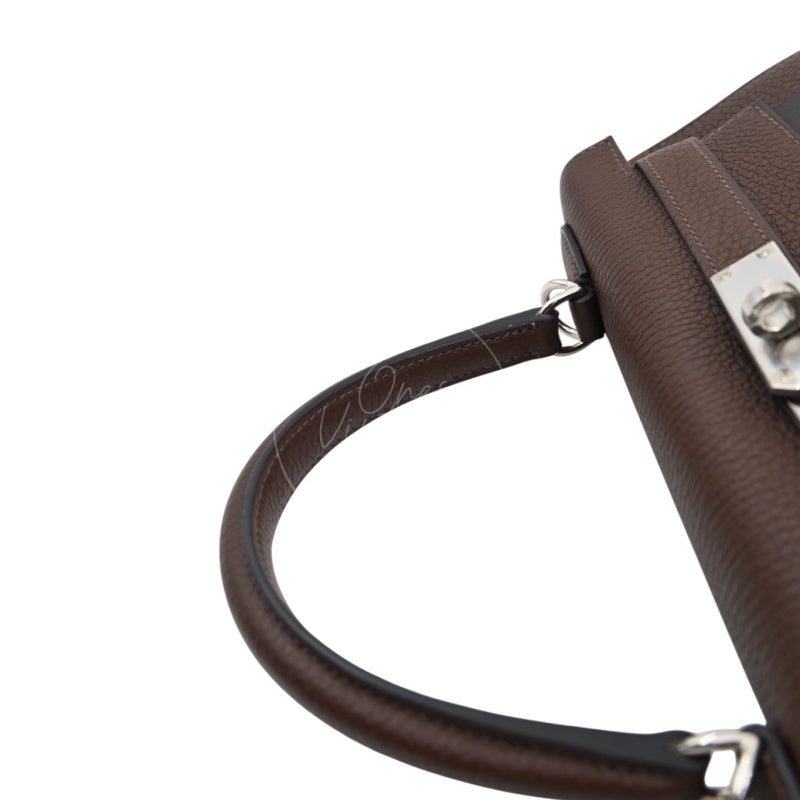 Hermes Kelly 28 PHW Vert Bronze and Brulée Sombrero Stamp D