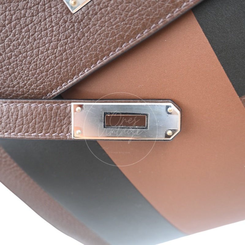 Hermes Kelly 28 PHW Vert Bronze and Brulée Sombrero Stamp D