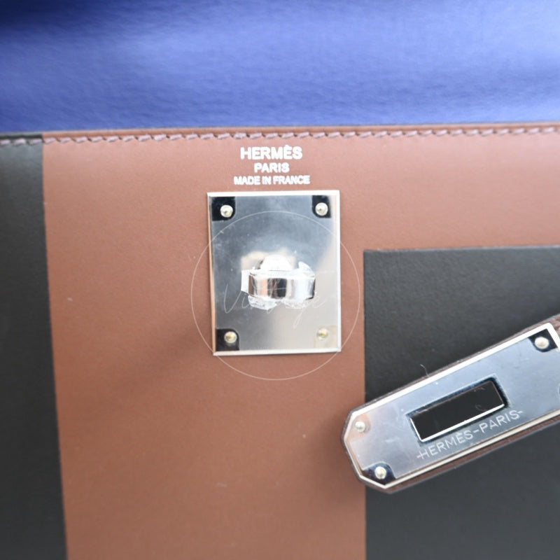 Hermes Kelly 28 PHW Vert Bronze and Brulée Sombrero Stamp D