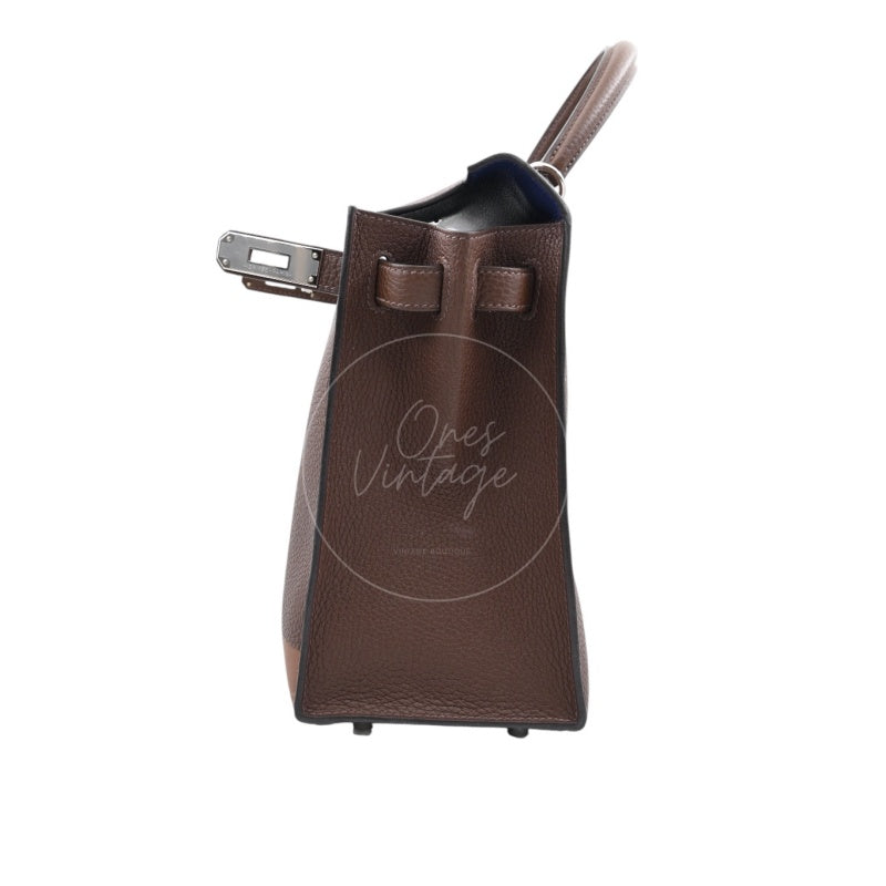 Hermes Kelly 28 PHW Vert Bronze and Brulée Sombrero Stamp D