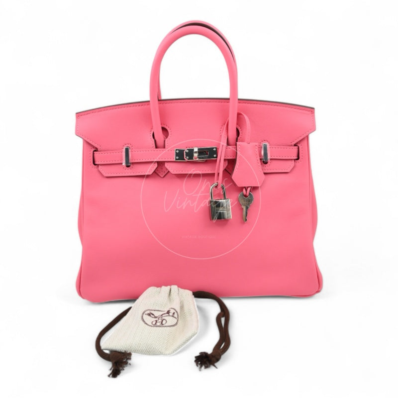 Hermes Birkin 25 PHW Rose Azalee Stamp A