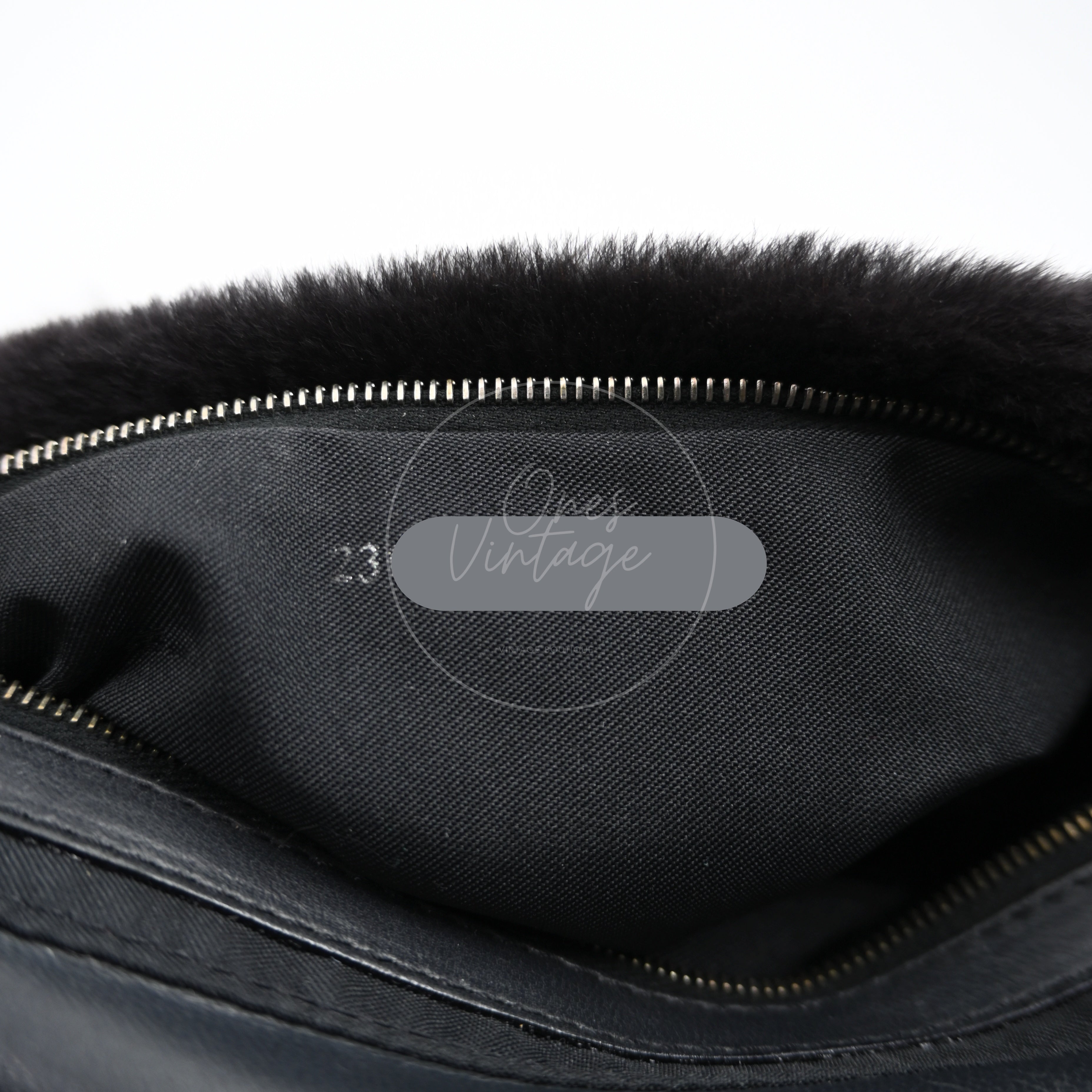 Fendi Fur Baguette Handbag PHW Black Brown