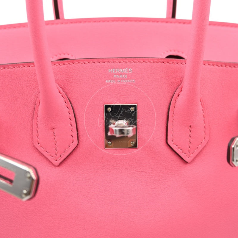 Hermes Birkin 25 PHW Rose Azalee Stamp A