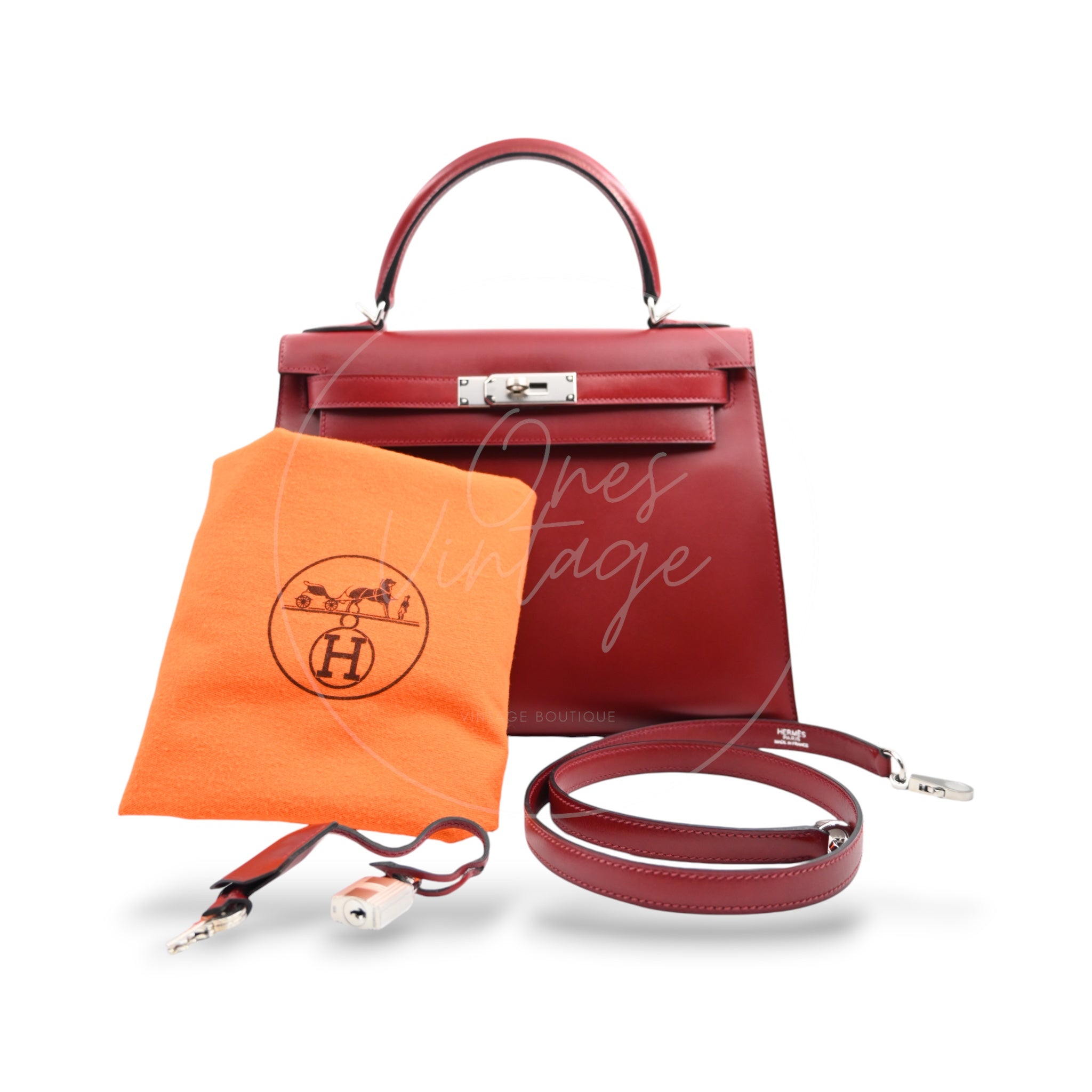 Hermes Kelly 28 PHW Rouge H Square J
