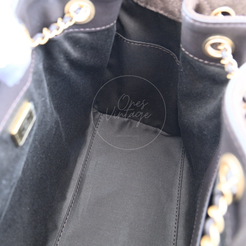 Chanel 25 Suede Calfskin & Gold-tone Metal Dark Brown Small Handbag