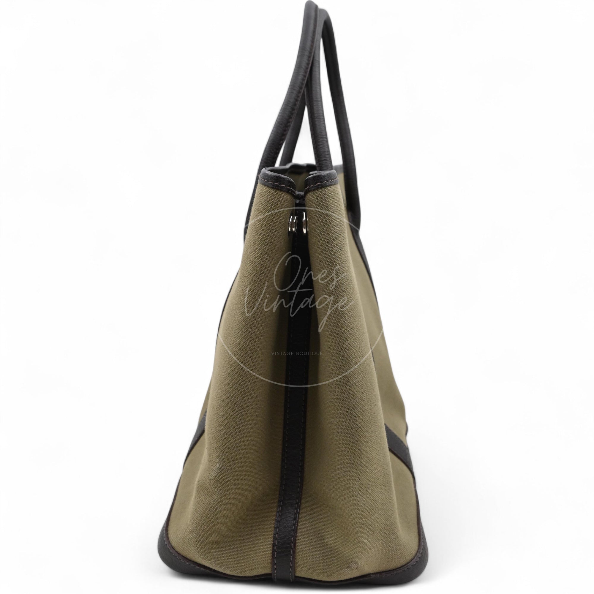 Hermes Garden Party 36 Negonda Canvas Brown & Dark Green PHW Square F
