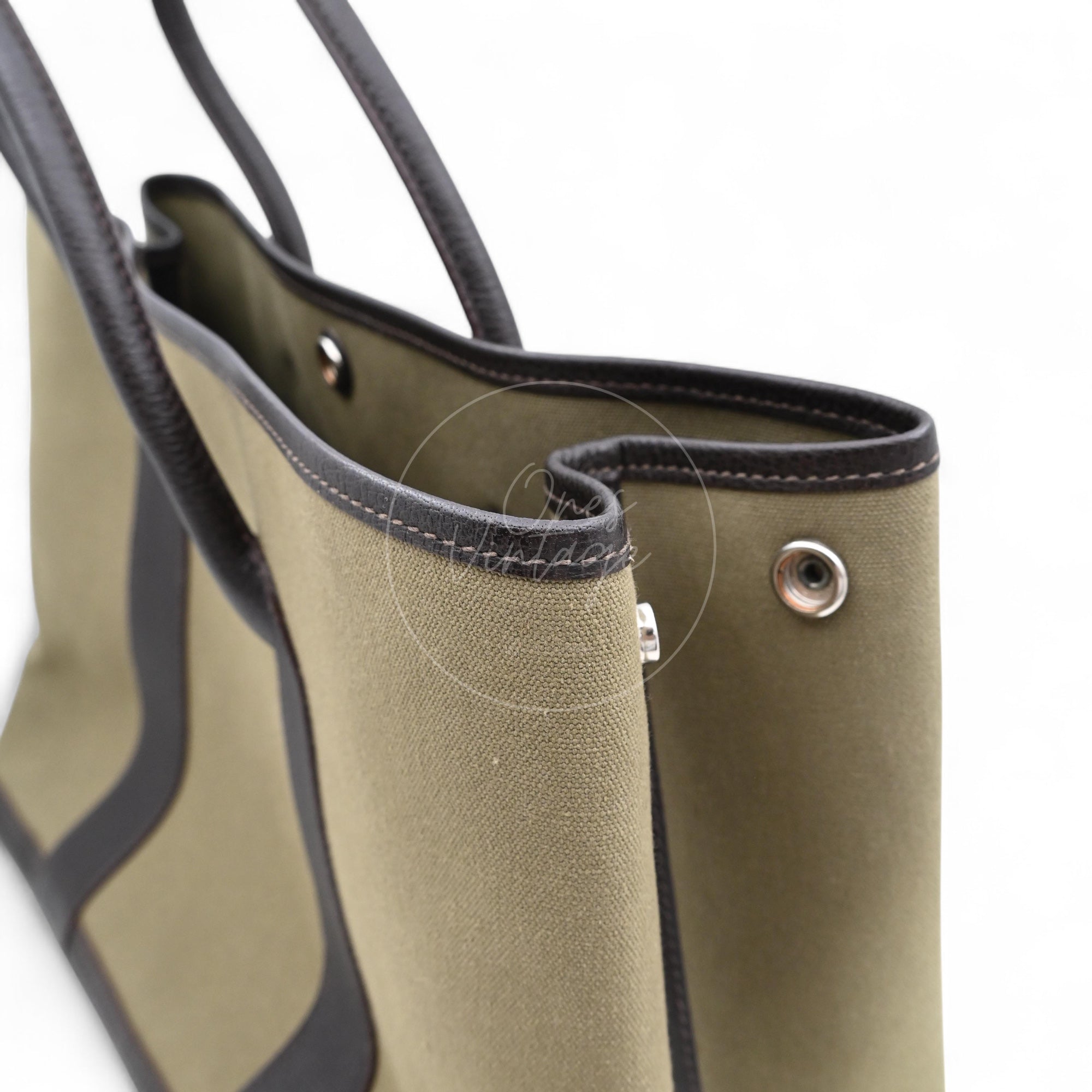 Hermes Garden Party 36 Negonda Canvas Brown & Dark Green PHW Square F