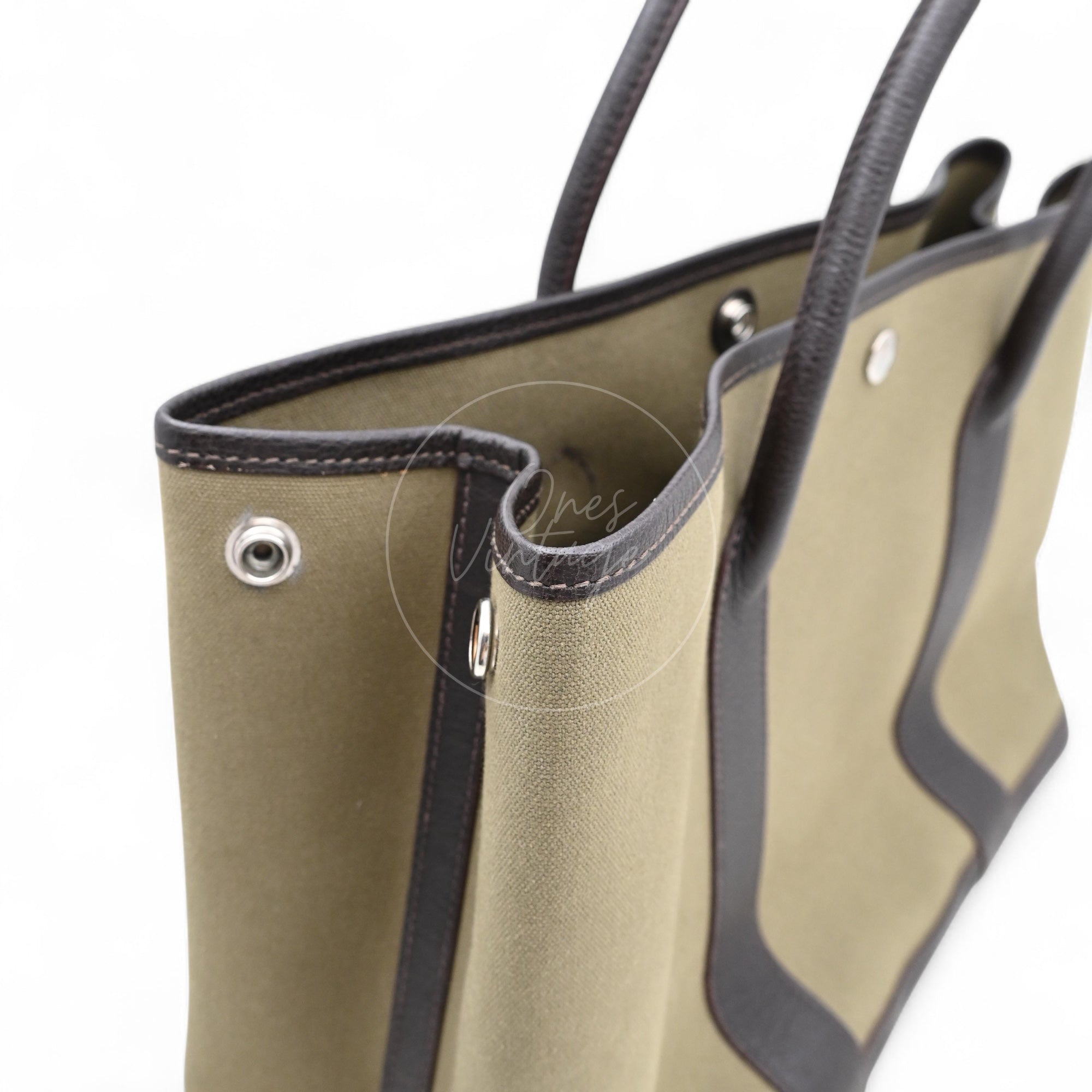 Hermes Garden Party 36 Negonda Canvas Brown & Dark Green PHW Square F