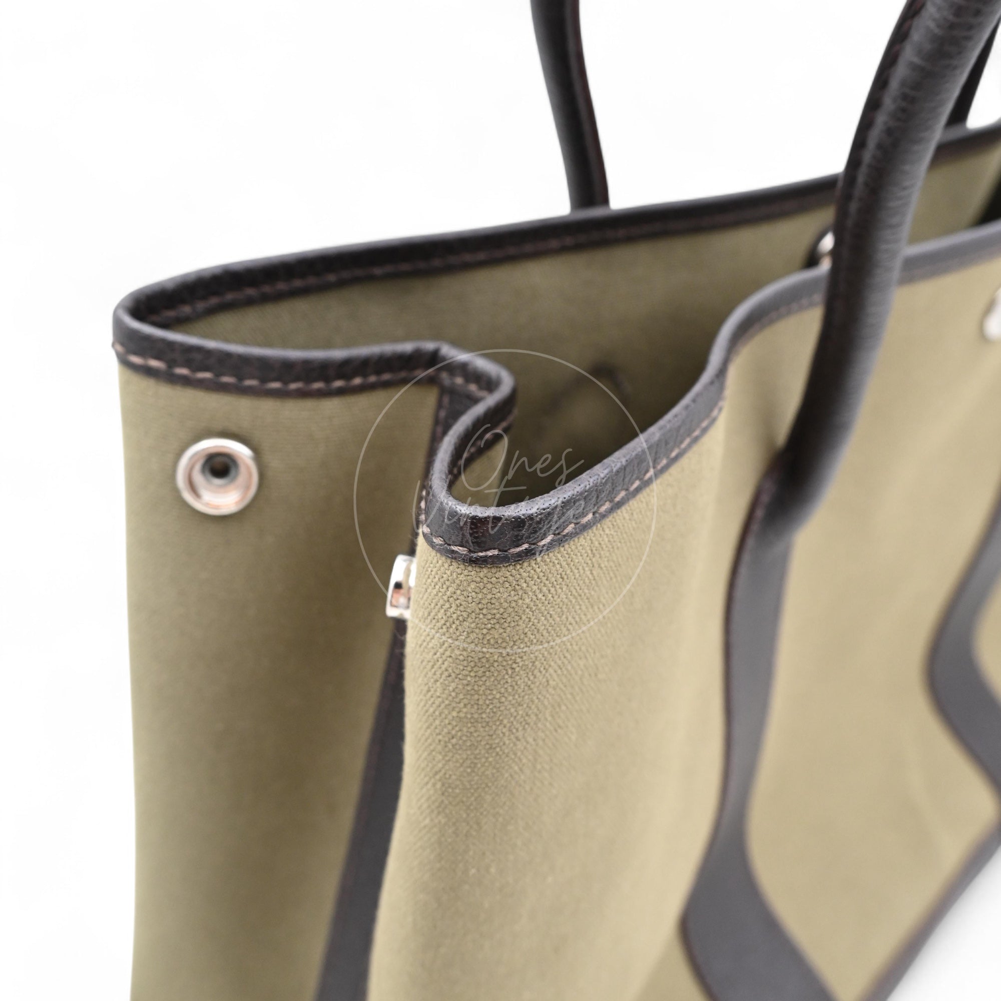 Hermes Garden Party 36 Negonda Canvas Brown & Dark Green PHW Square F