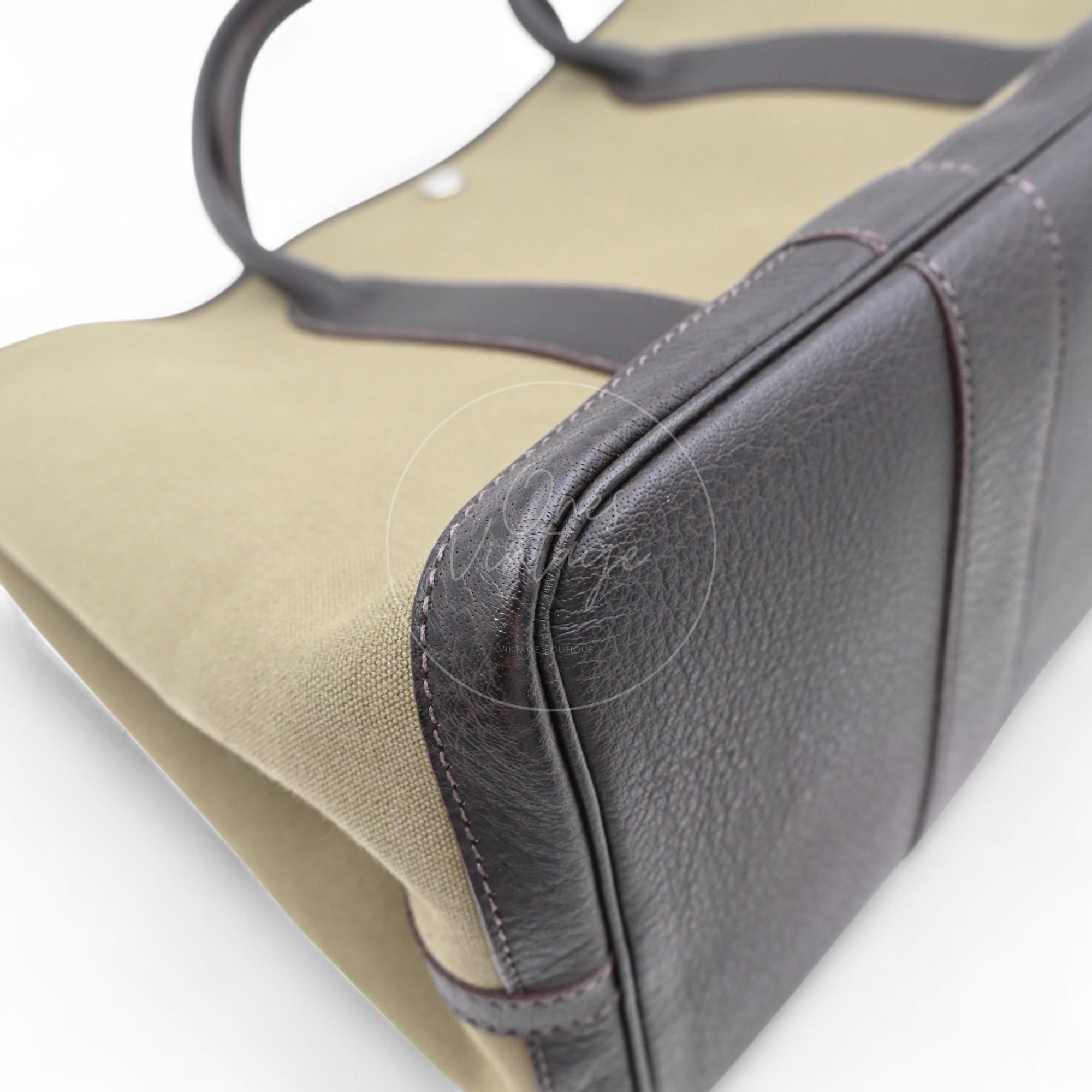 Hermes Garden Party 36 Negonda Canvas Brown & Dark Green PHW Square F