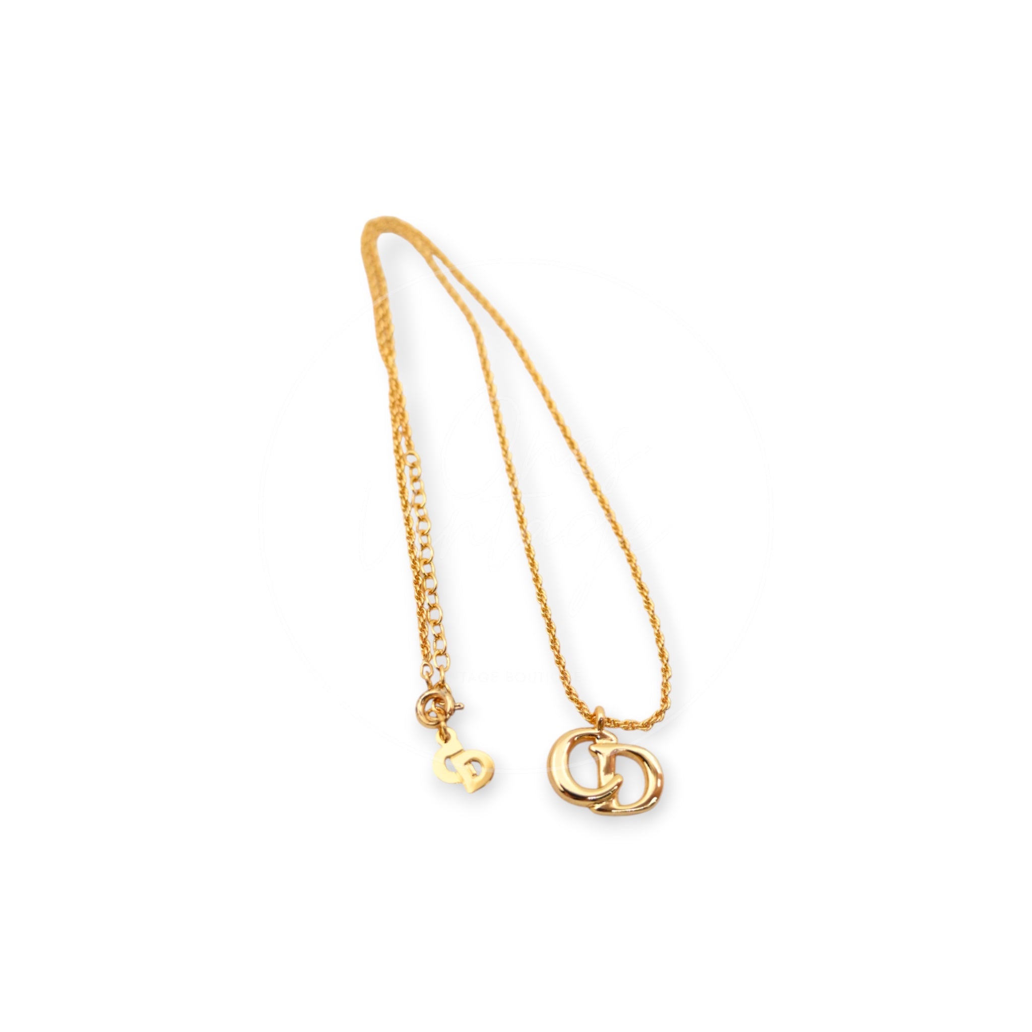 Christian Dior CD Logo Gold Necklace