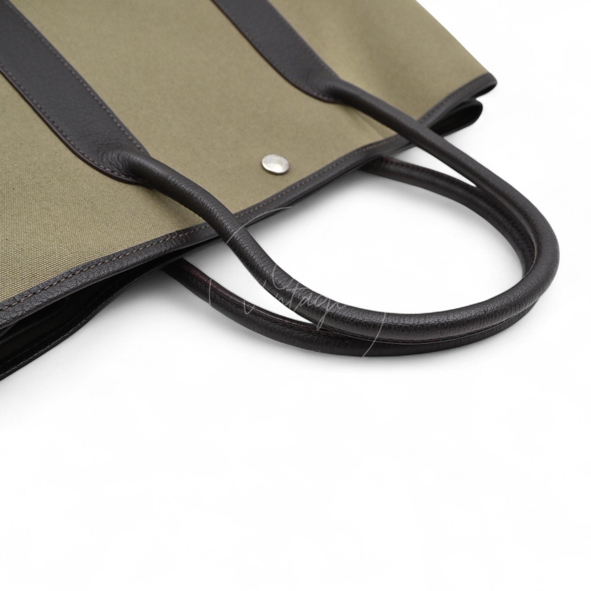 Hermes Garden Party 36 Negonda Canvas Brown & Dark Green PHW Square F