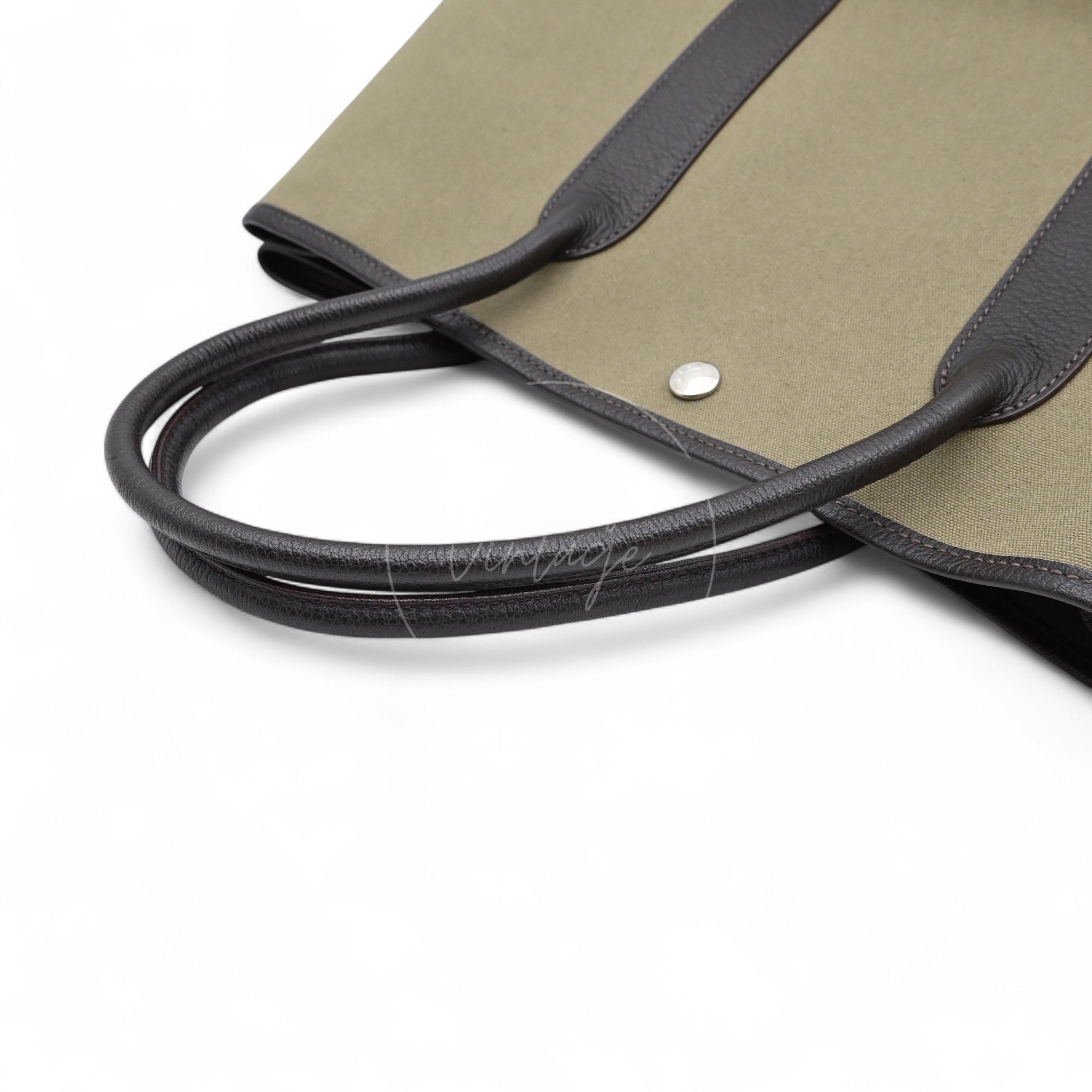 Hermes Garden Party 36 Negonda Canvas Brown & Dark Green PHW Square F
