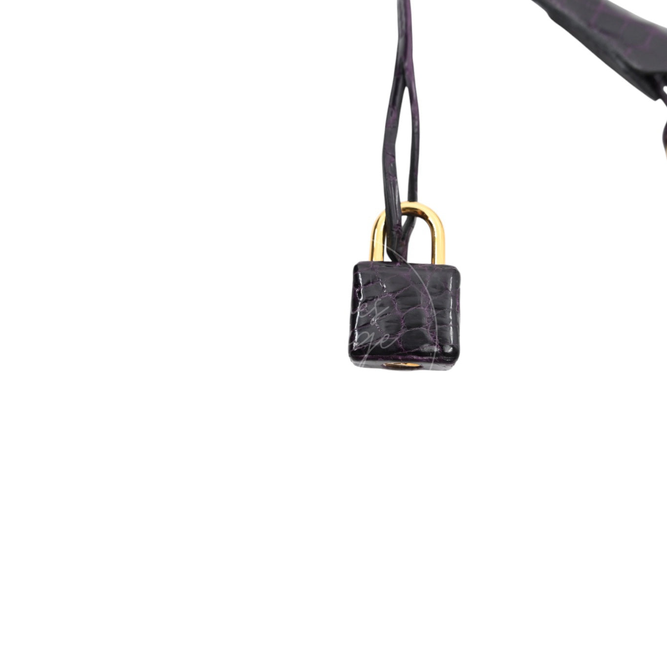 Hermes Birkin 25 Shiny Niloticus Crocodile Bag GHW Dark Purple Stamp T