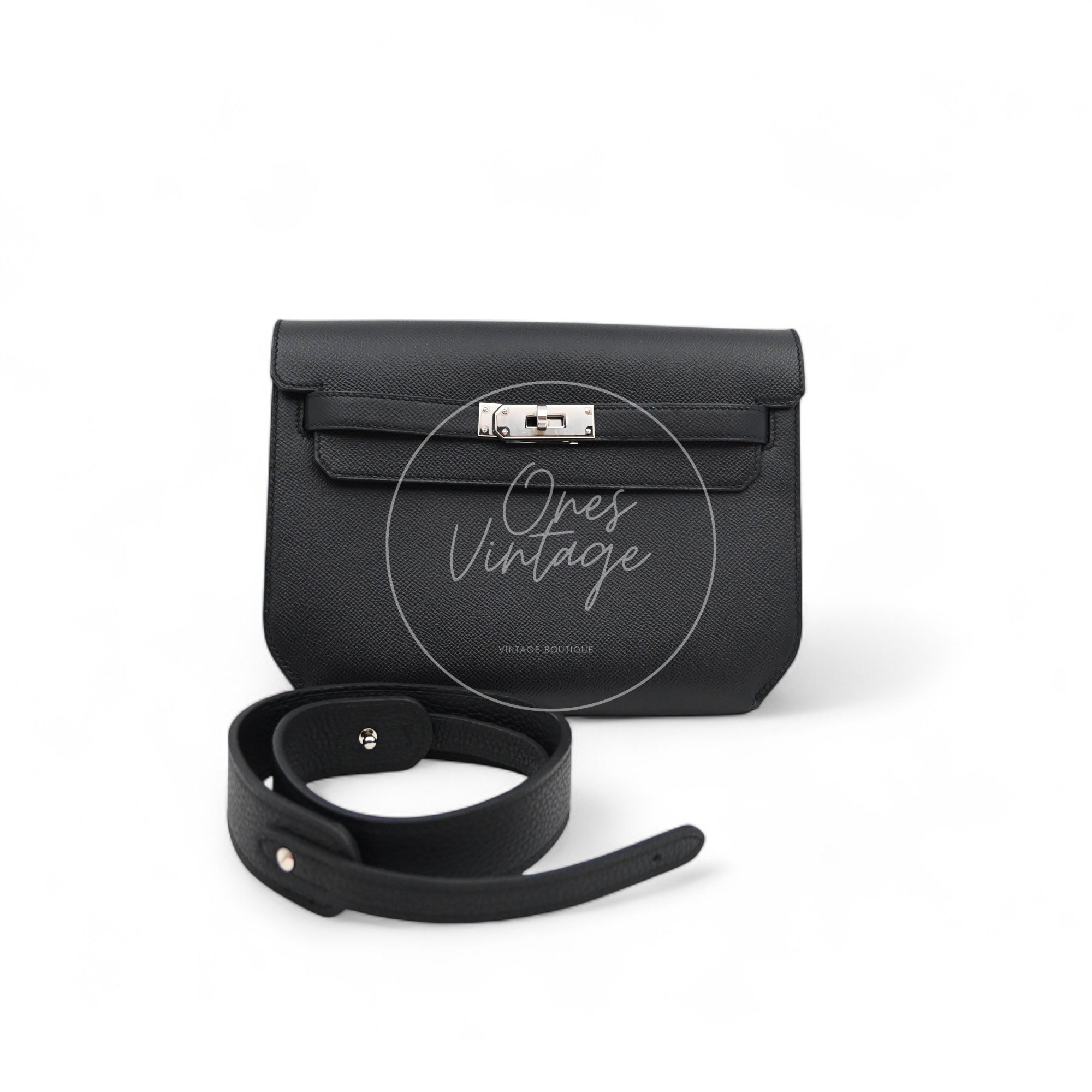 Hermes Kelly Depeches 25 Epsom PHW Black Stamp D