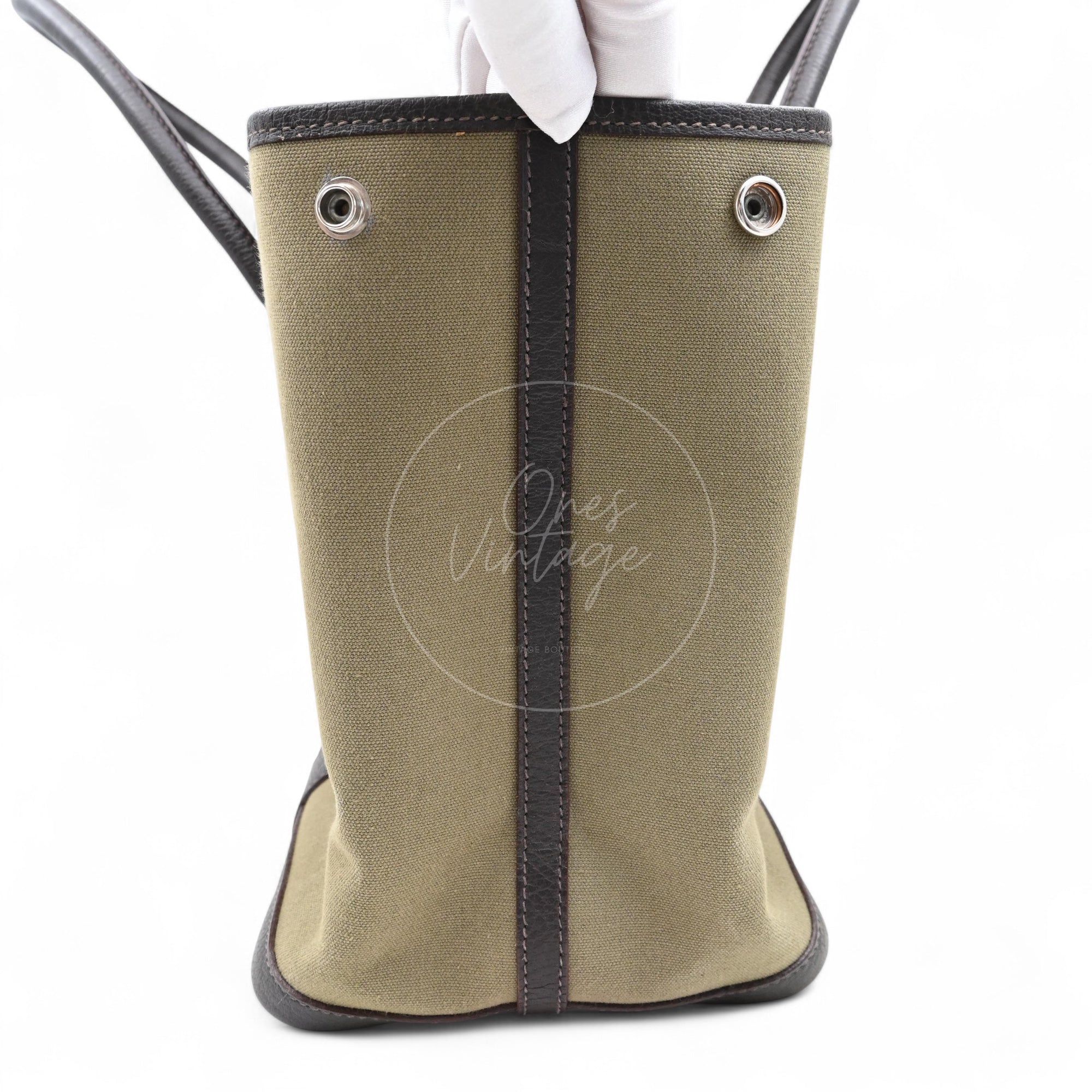 Hermes Garden Party 36 Negonda Canvas Brown & Dark Green PHW Square F