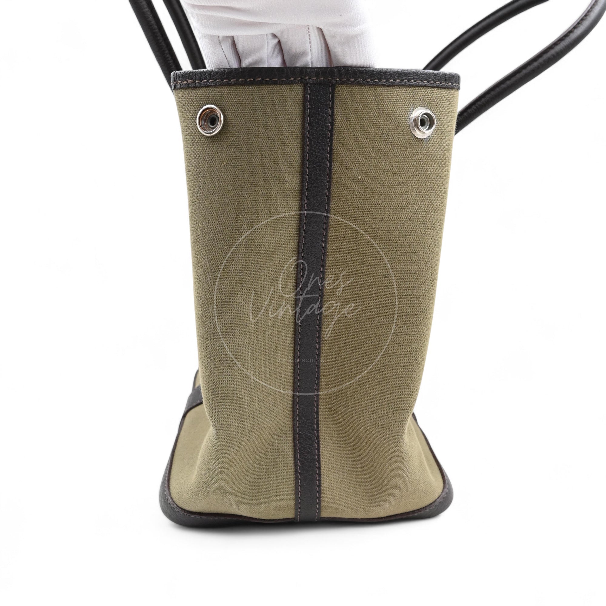 Hermes Garden Party 36 Negonda Canvas Brown & Dark Green PHW Square F