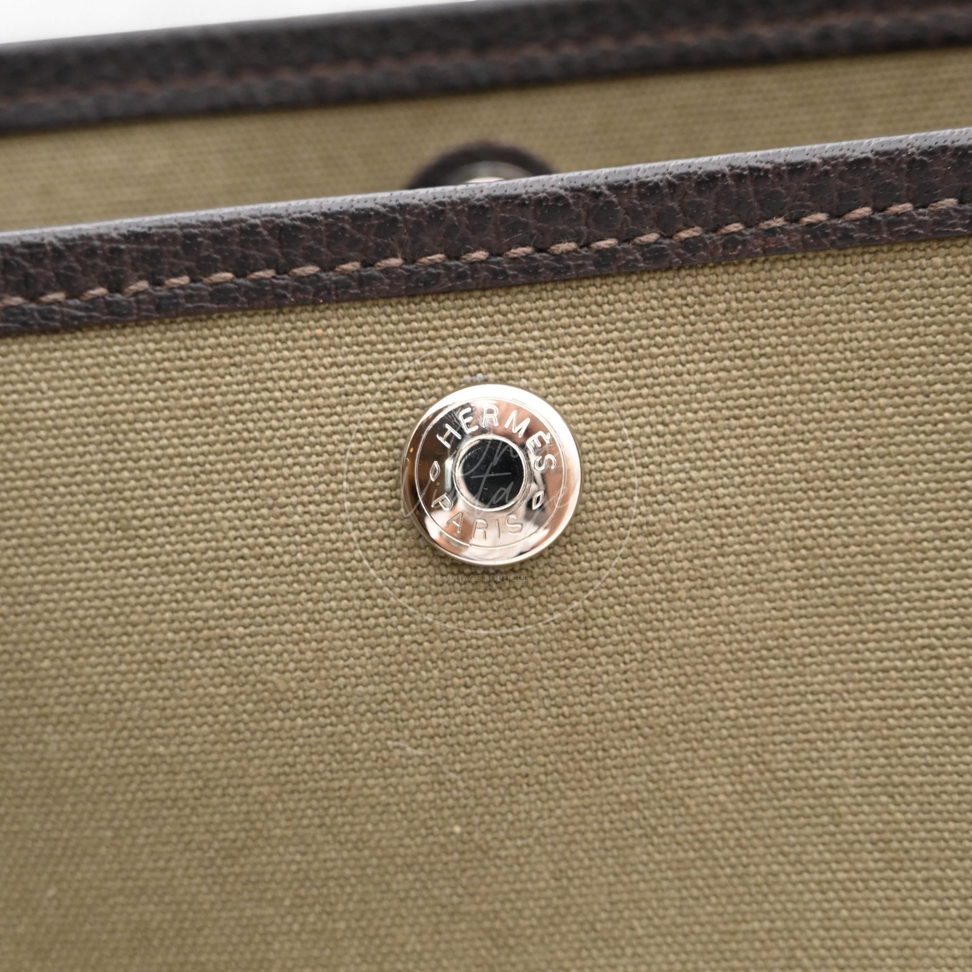 Hermes Garden Party 36 Negonda Canvas Brown & Dark Green PHW Square F
