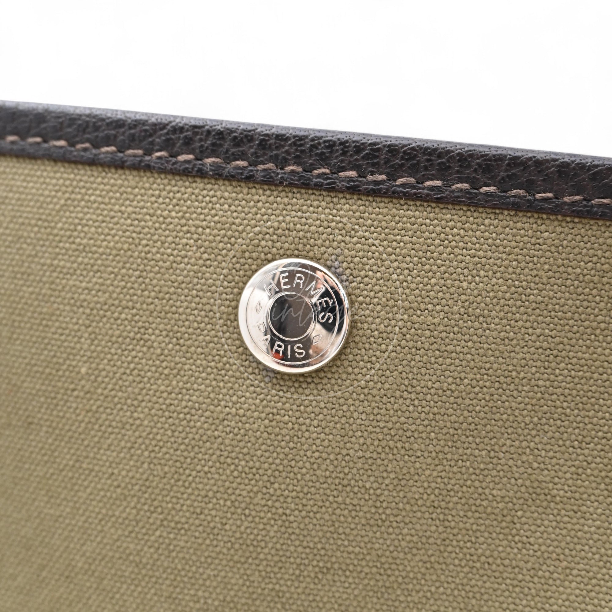 Hermes Garden Party 36 Negonda Canvas Brown & Dark Green PHW Square F