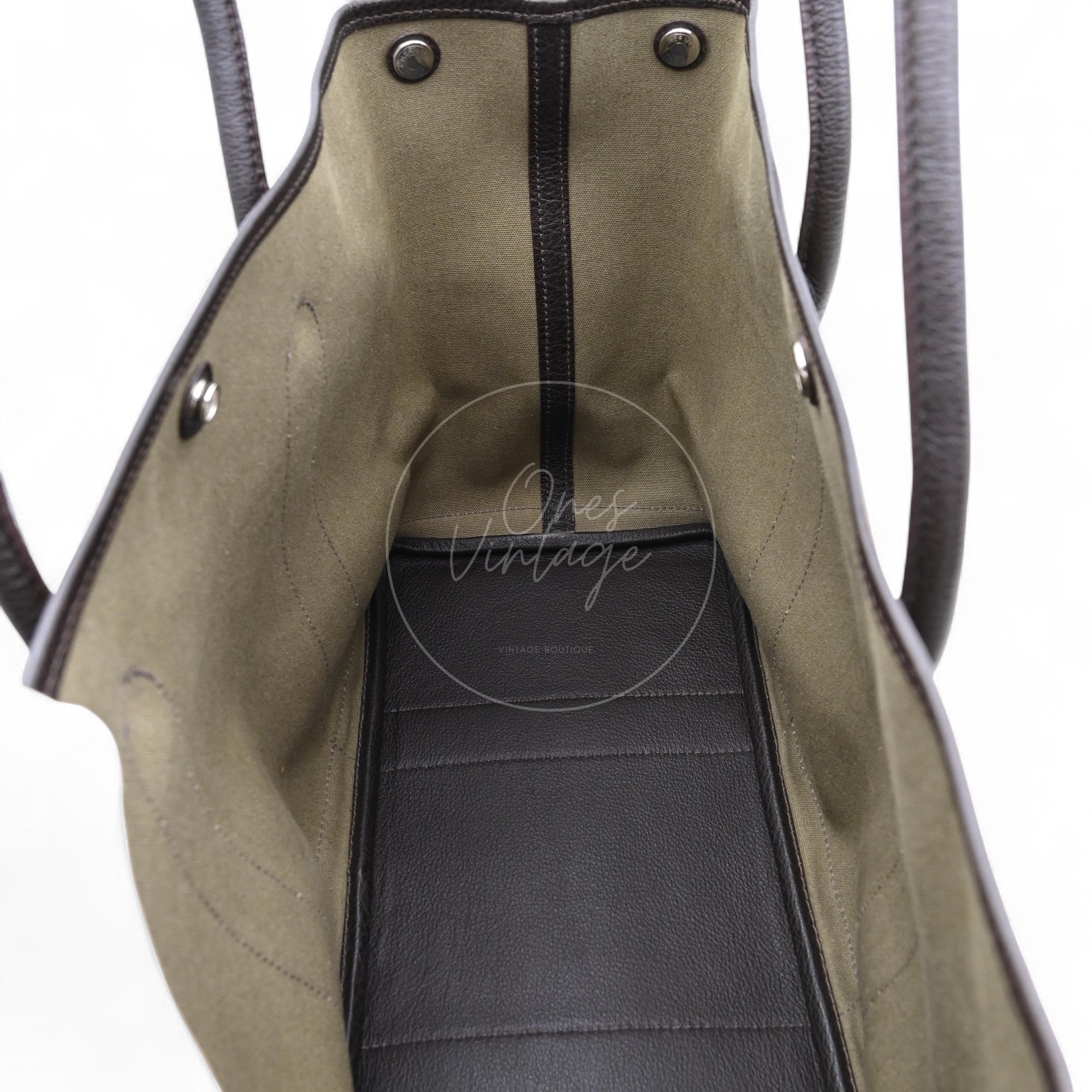 Hermes Garden Party 36 Negonda Canvas Brown & Dark Green PHW Square F