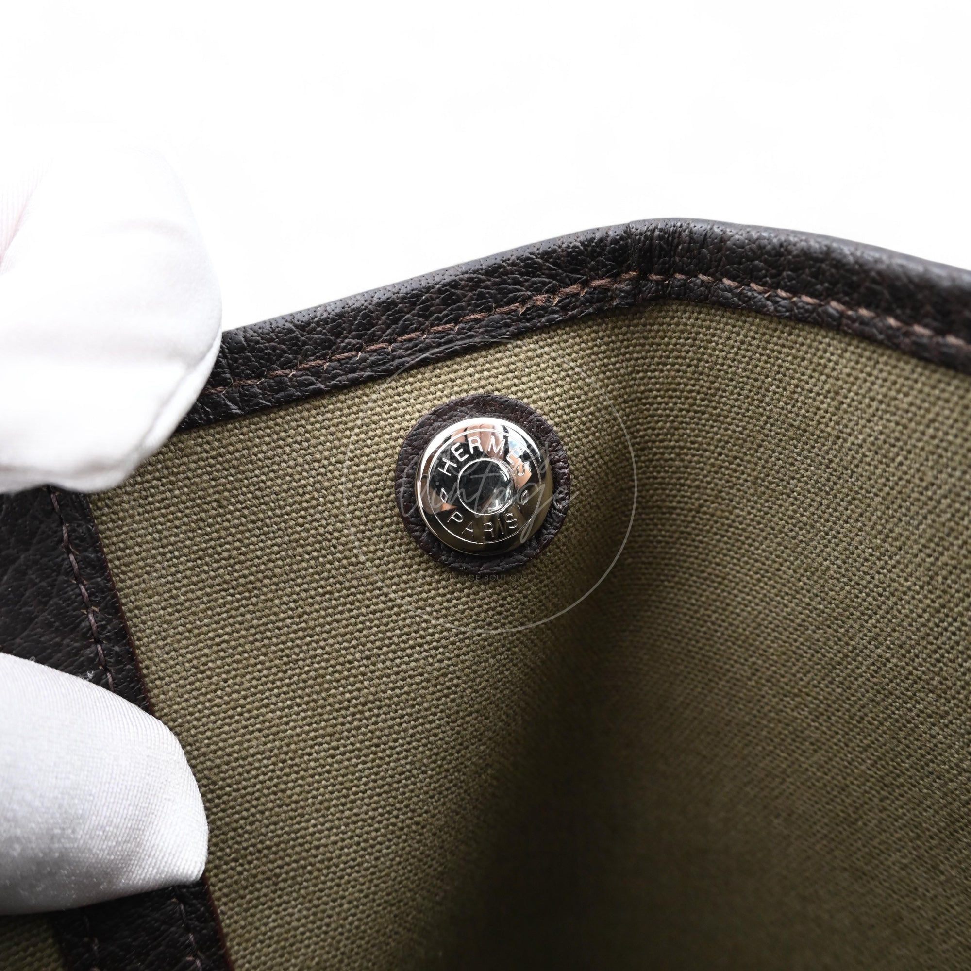 Hermes Garden Party 36 Negonda Canvas Brown & Dark Green PHW Square F