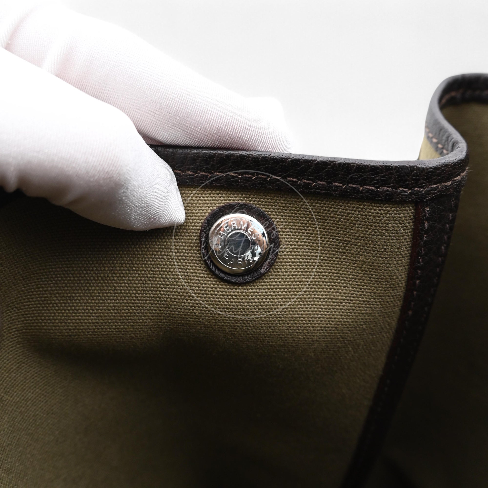 Hermes Garden Party 36 Negonda Canvas Brown & Dark Green PHW Square F