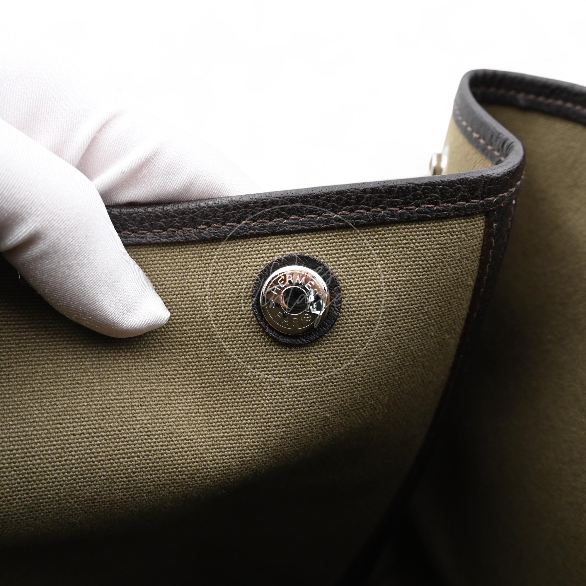 Hermes Garden Party 36 Negonda Canvas Brown & Dark Green PHW Square F
