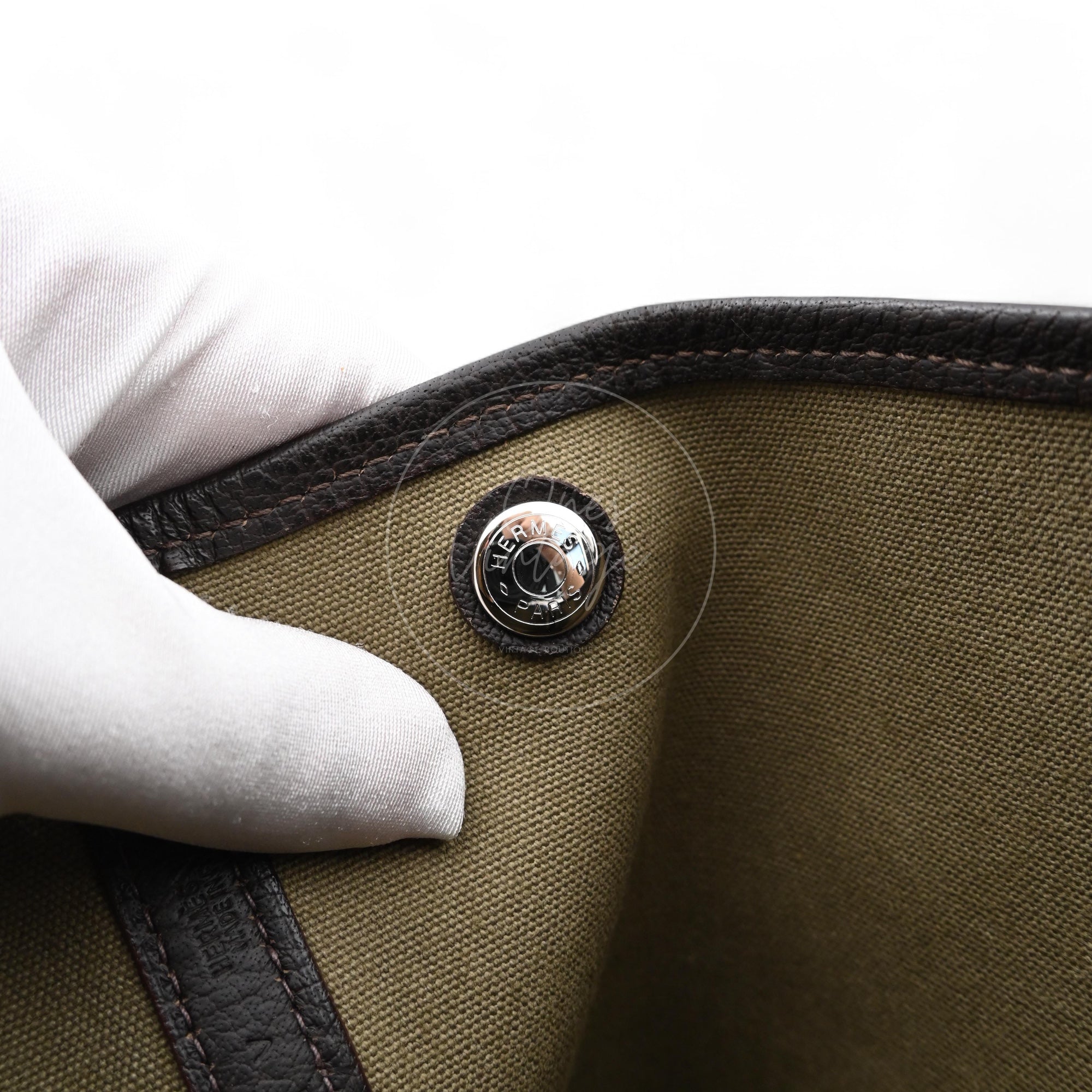Hermes Garden Party 36 Negonda Canvas Brown & Dark Green PHW Square F