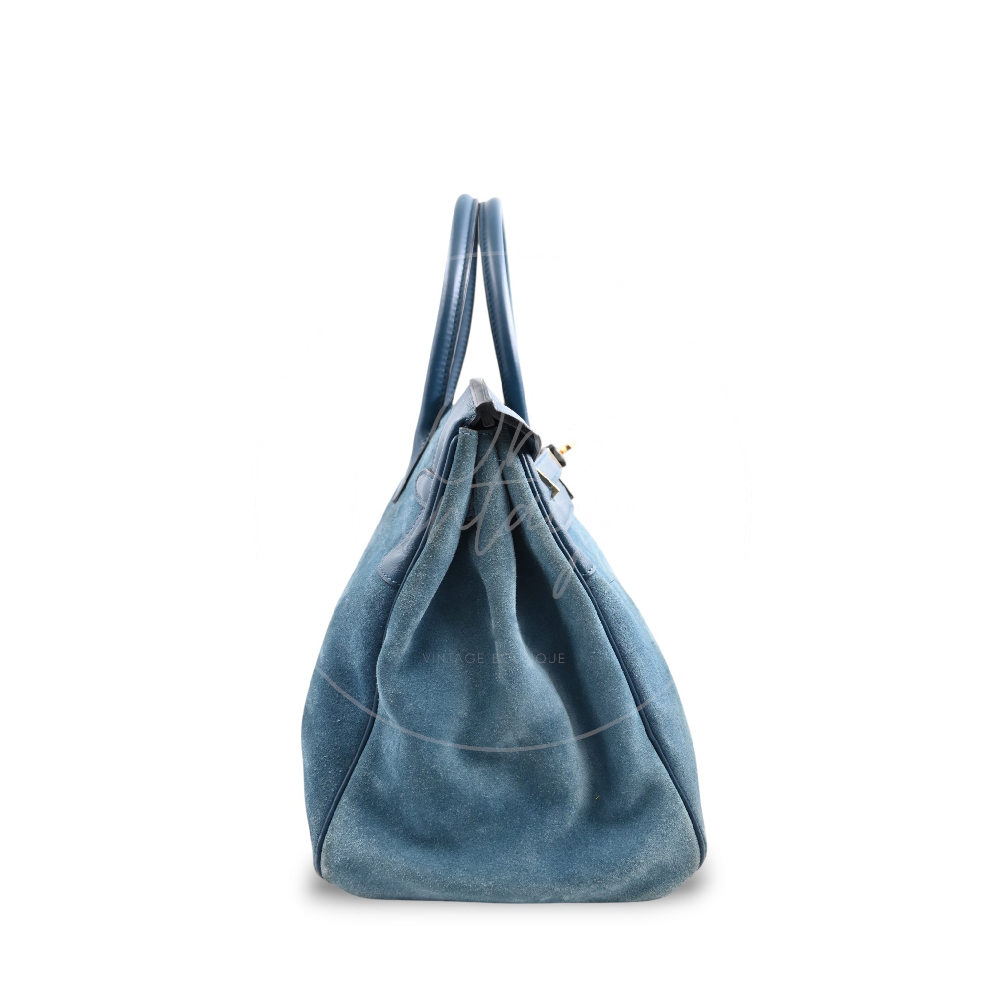 Hermes Birkin 35 Doblis Suede Swift GHW Blue Square P