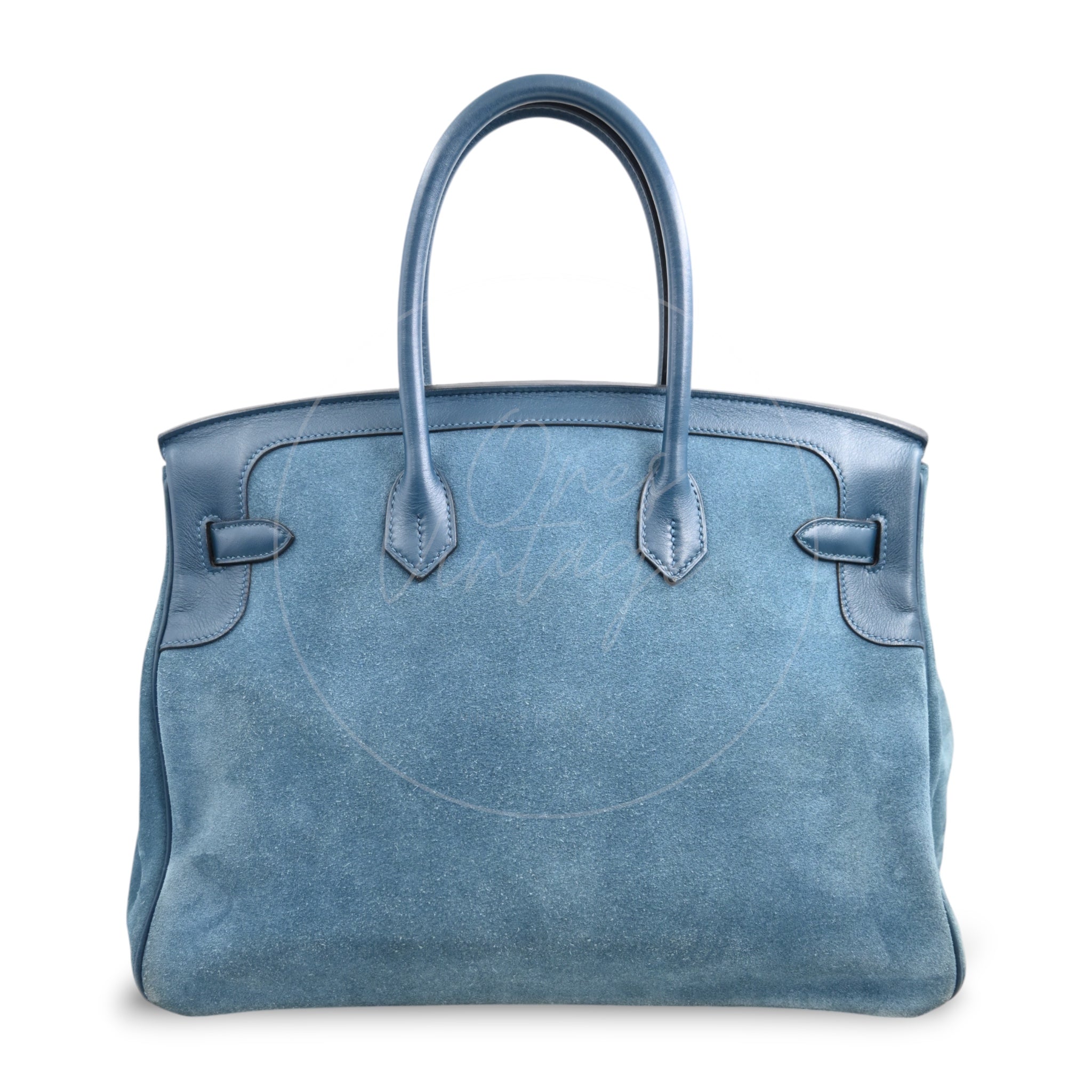 Hermes Birkin 35 Doblis Suede Swift GHW Blue Square P