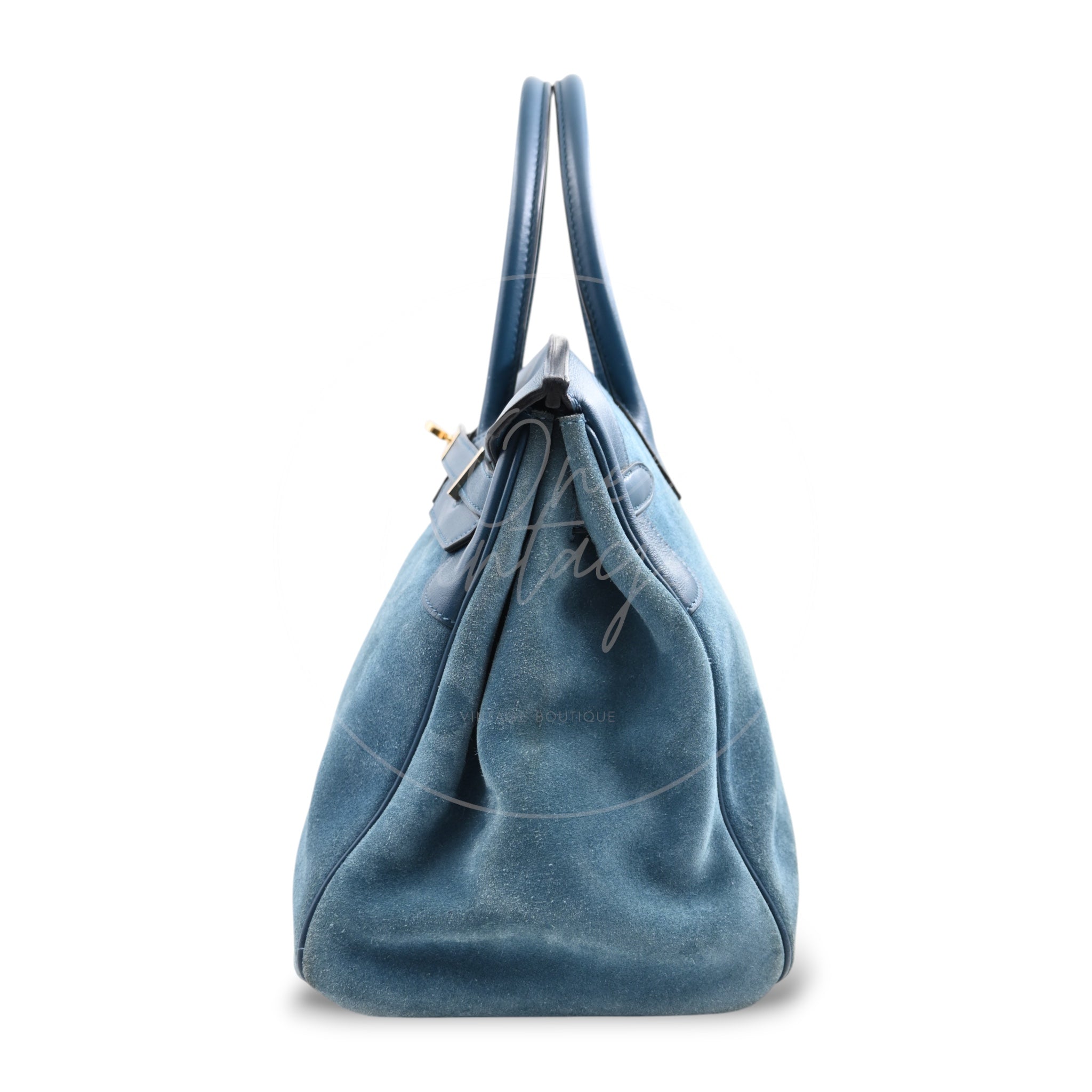 Hermes Birkin 35 Doblis Suede Swift GHW Blue Square P