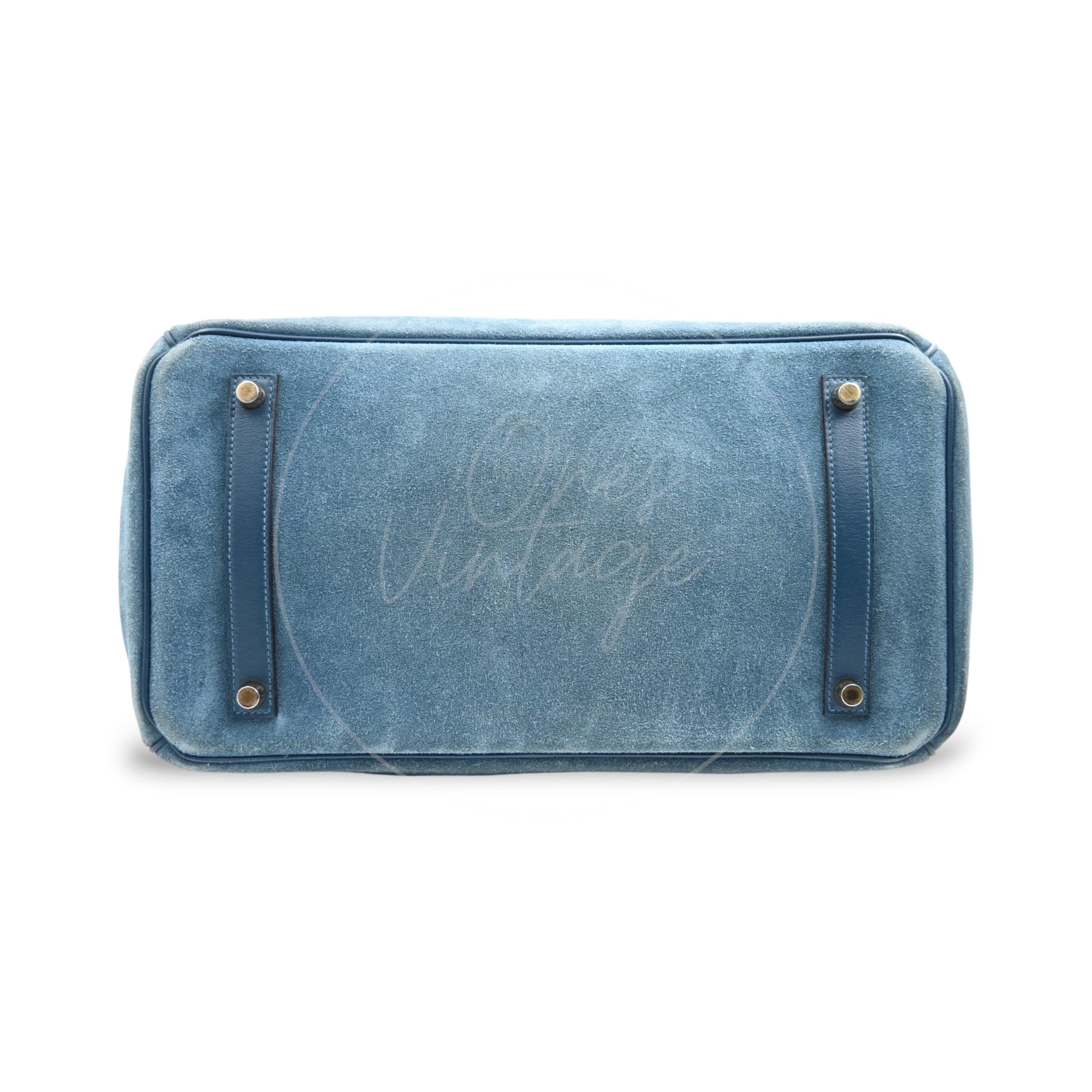 Hermes Birkin 35 Doblis Suede Swift GHW Blue Square P