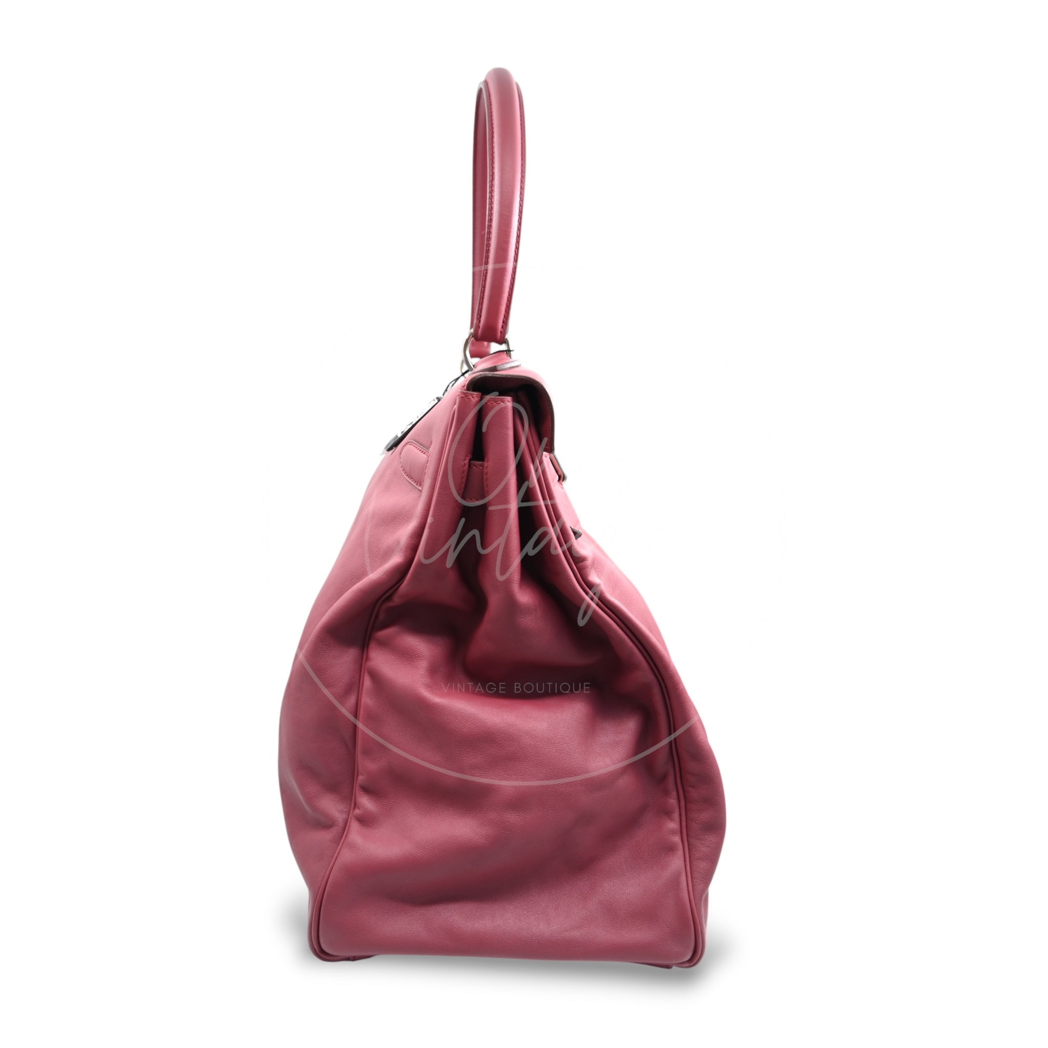 Hermes Kelly Relax 50 Handbag PHW Rose Pink Square Q
