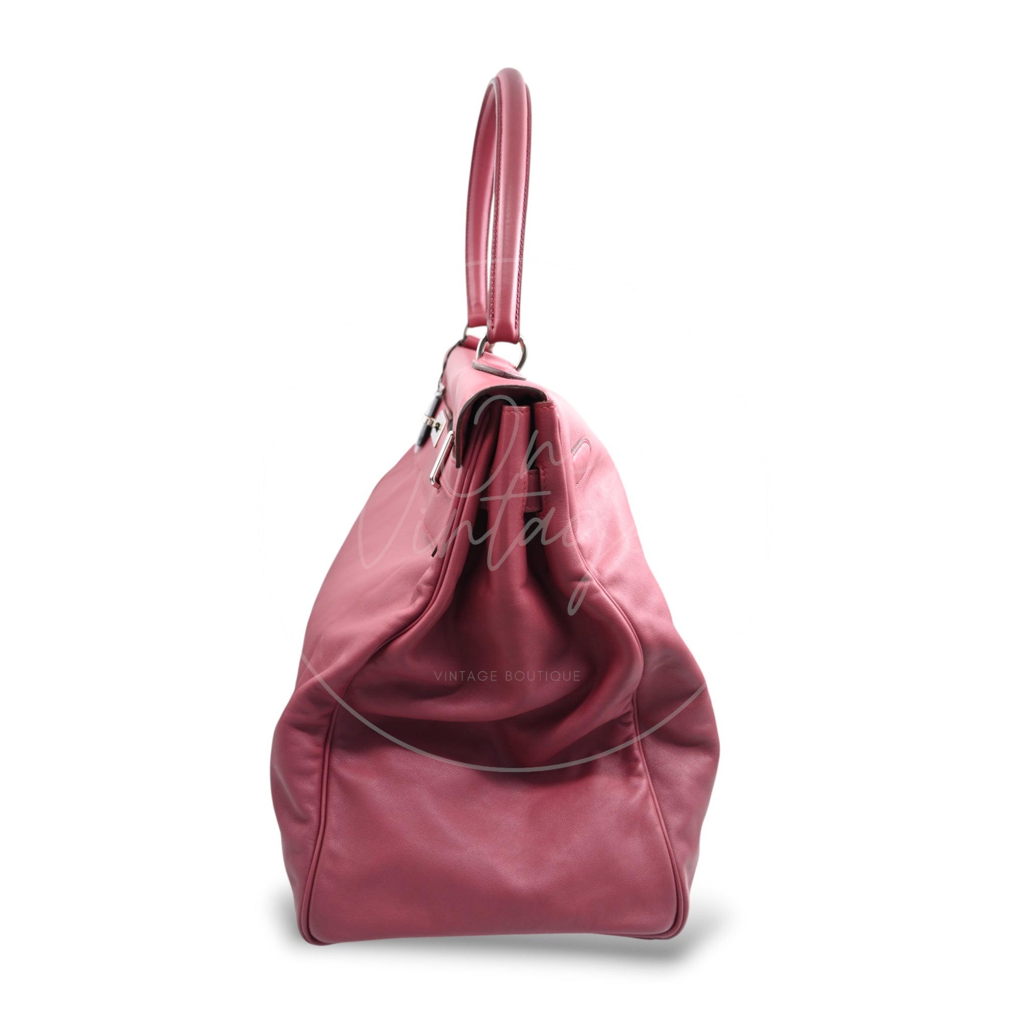 Hermes Kelly Relax 50 Handbag PHW Rose Pink Square Q