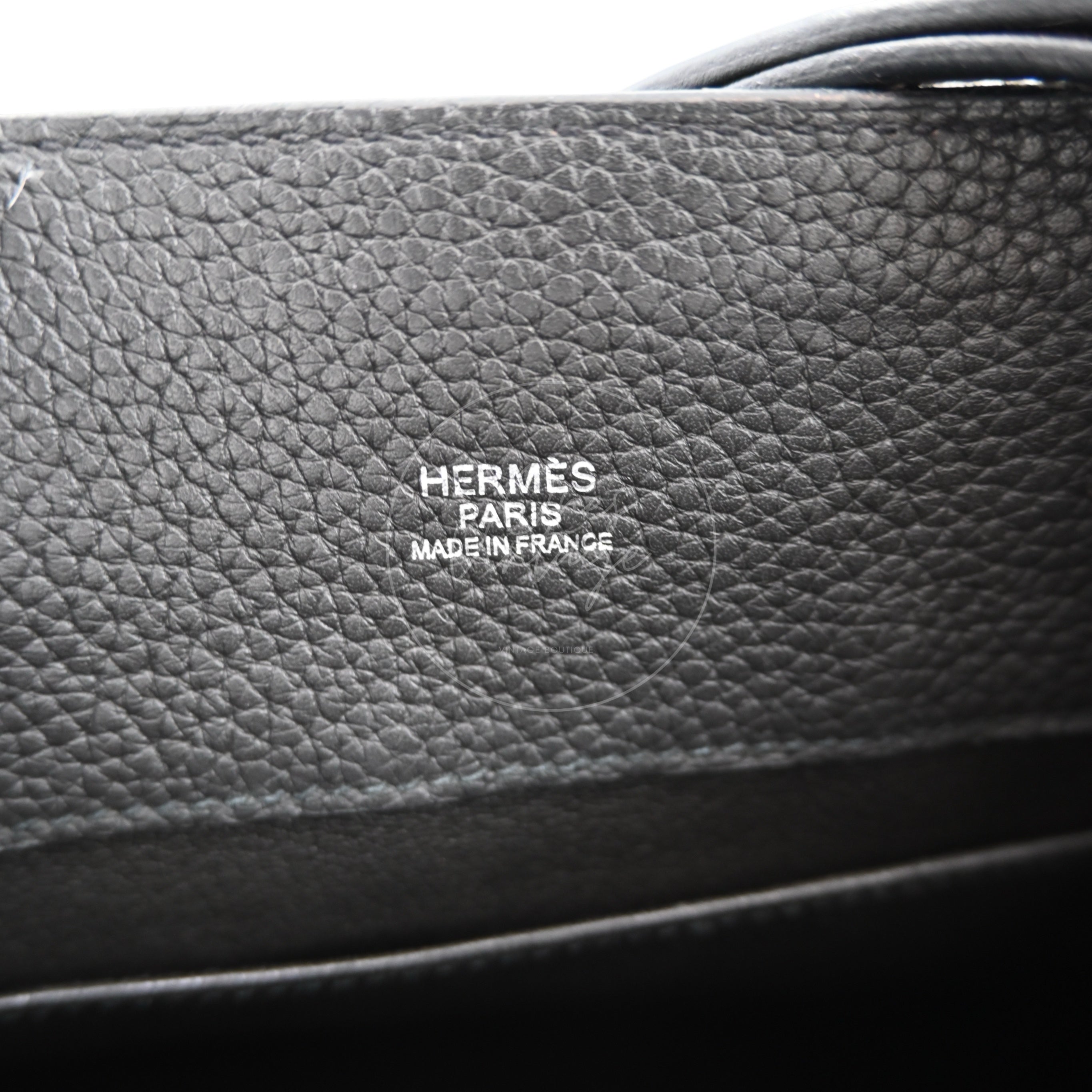 Hermes So Kelly 22 PHW Black with Ebene Strap Stamp R